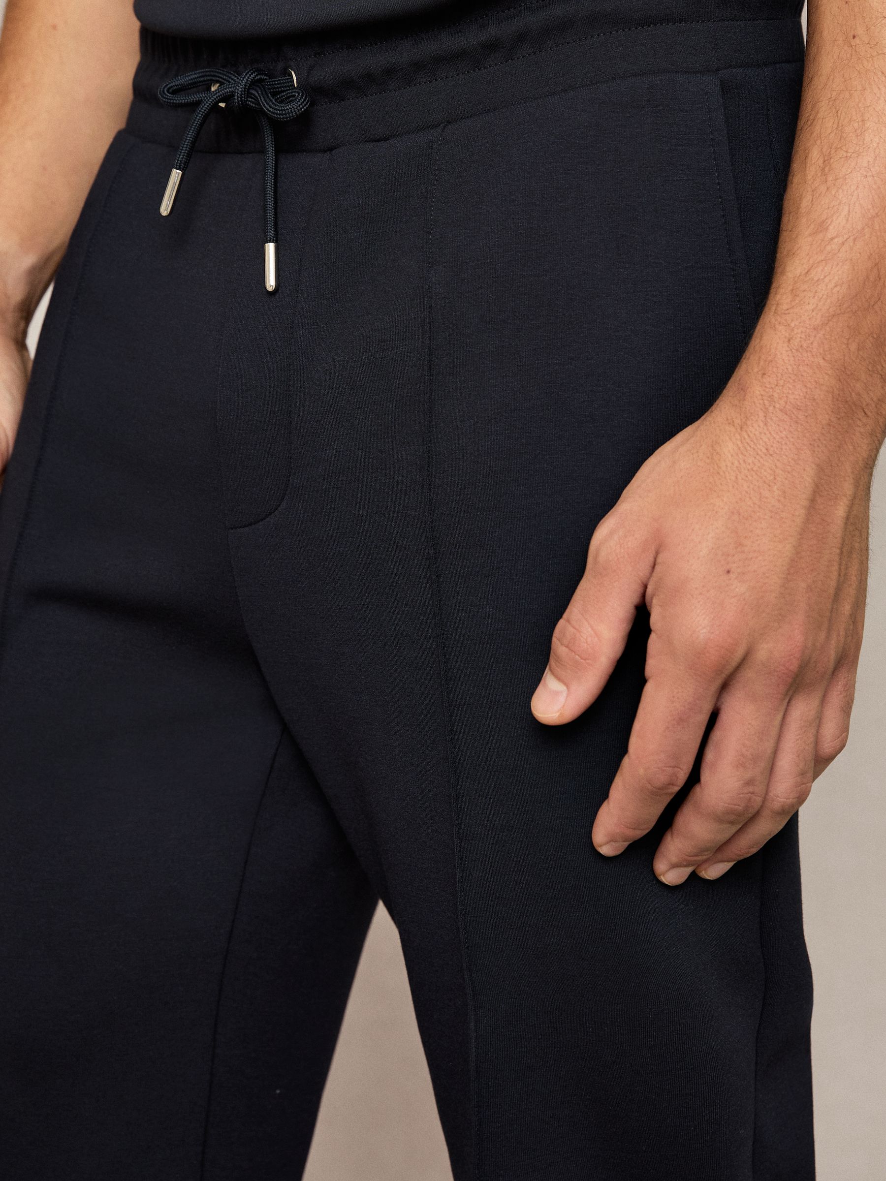 Stretch-Jersey Tailored Joggers in Navy Blue