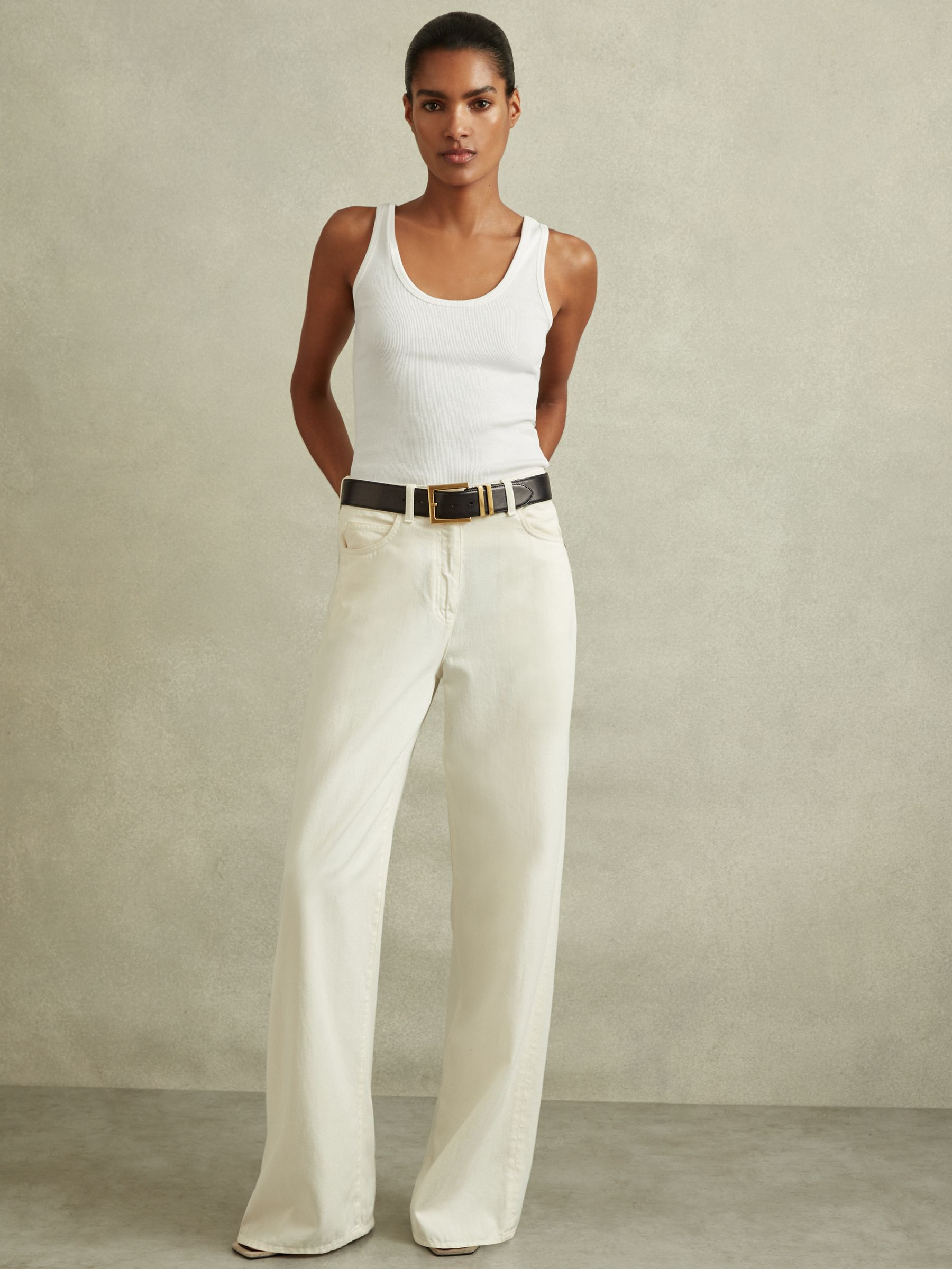 Stretch-Cotton Ribbed Vest in Black