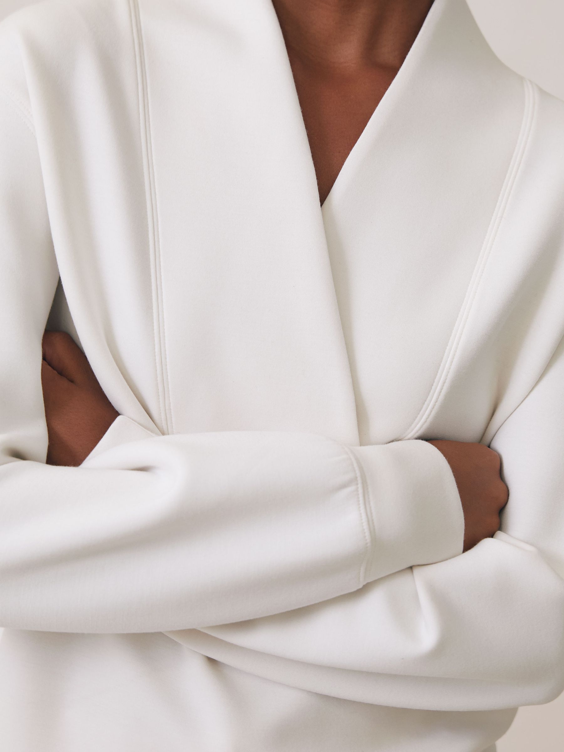 Interlock Shawl-Neck Sweatshirt with Modal in Ivory