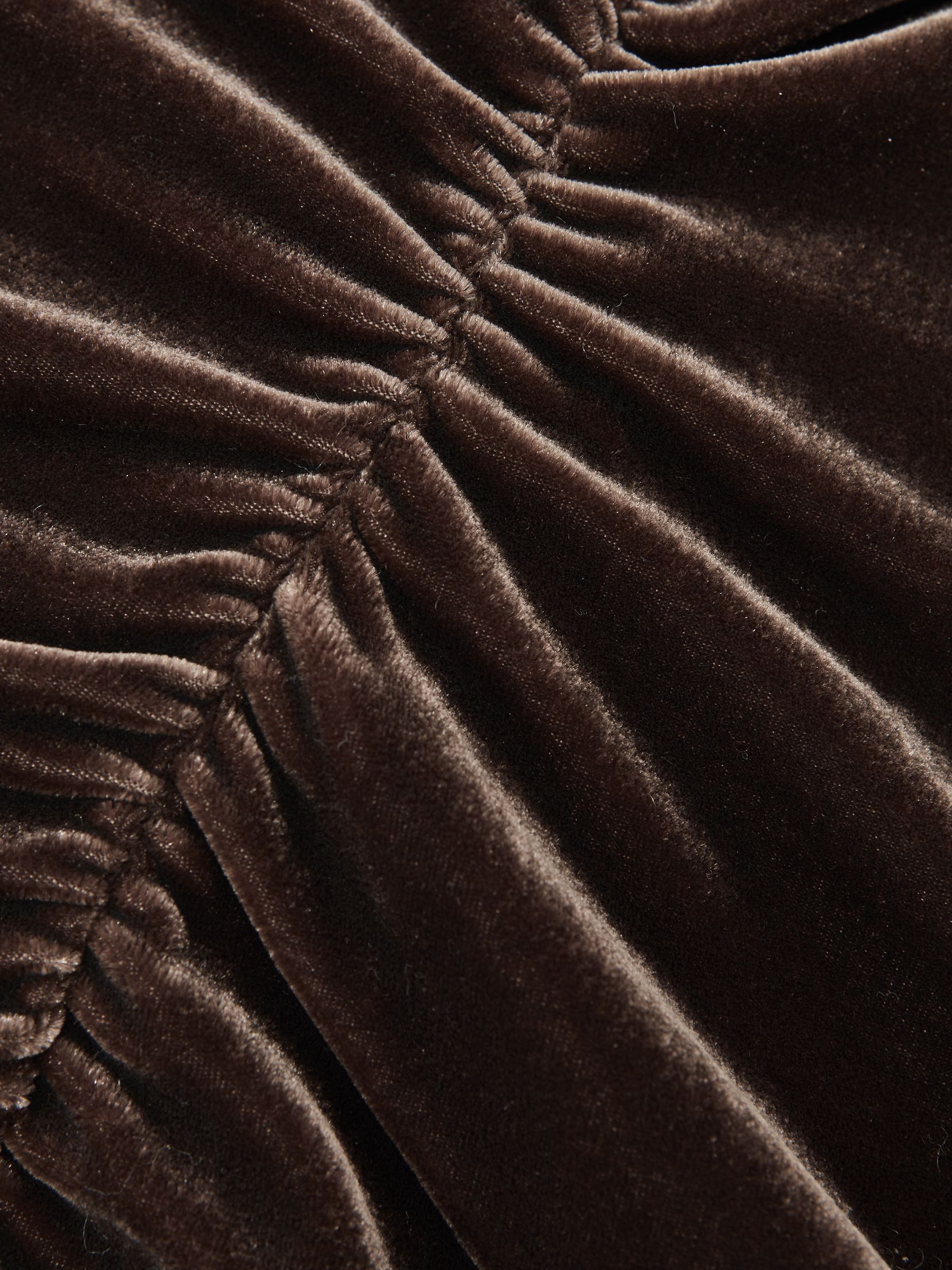 Velvet Off-Shoulder Top in Chocolate Brown