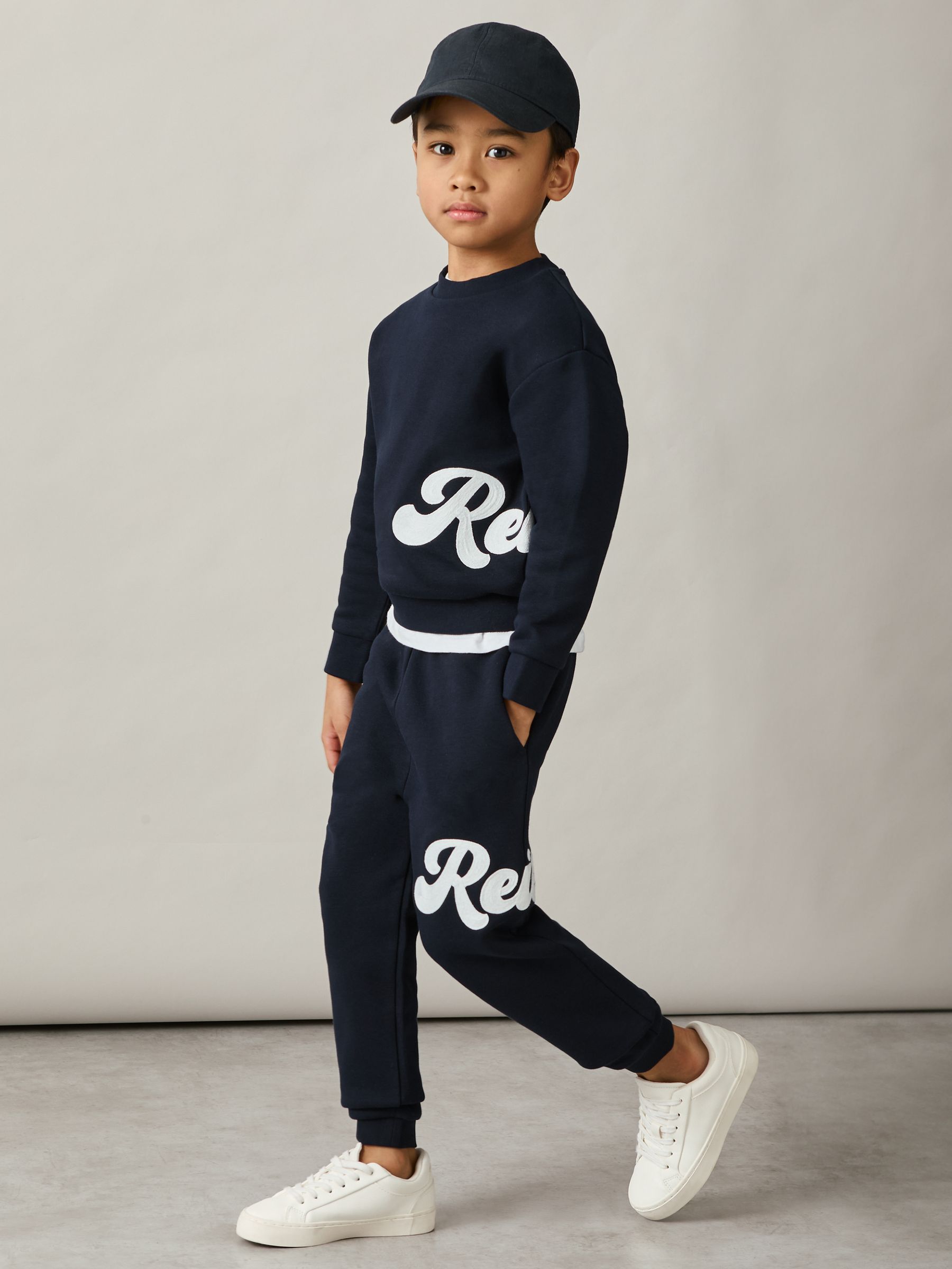 13-14 yrs Cotton-Blend Logo Script Sweatshirt in Navy