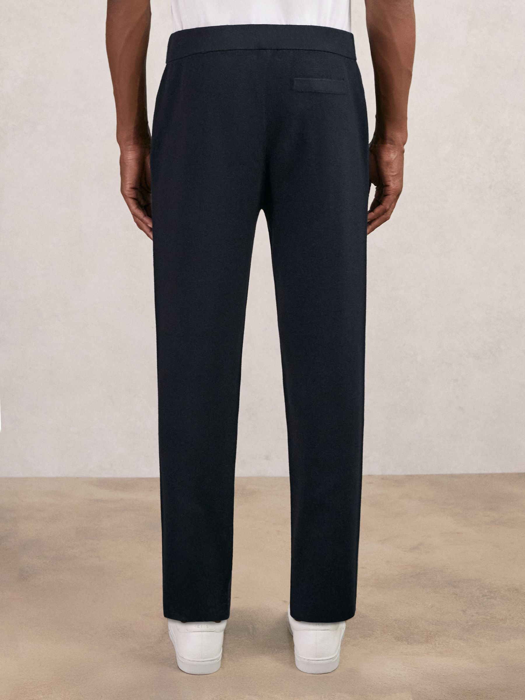 Tapered Fit Knitted Trousers in Navy