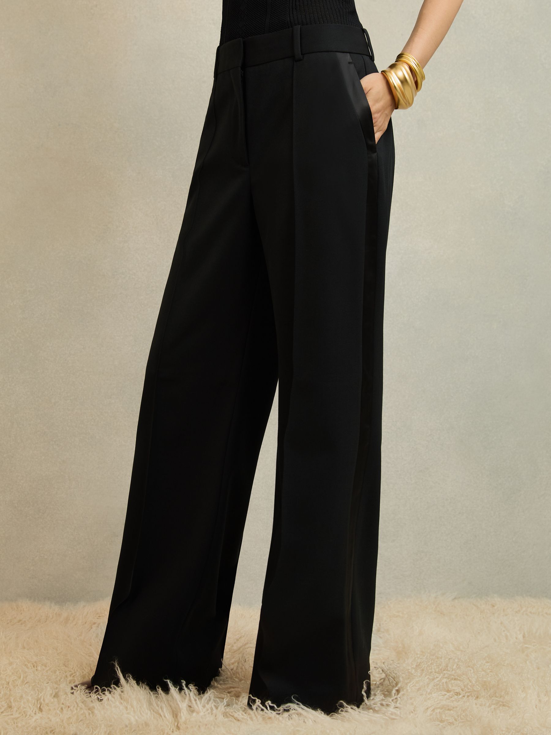 Atelier Wide-Leg Tuxedo Trousers in Black