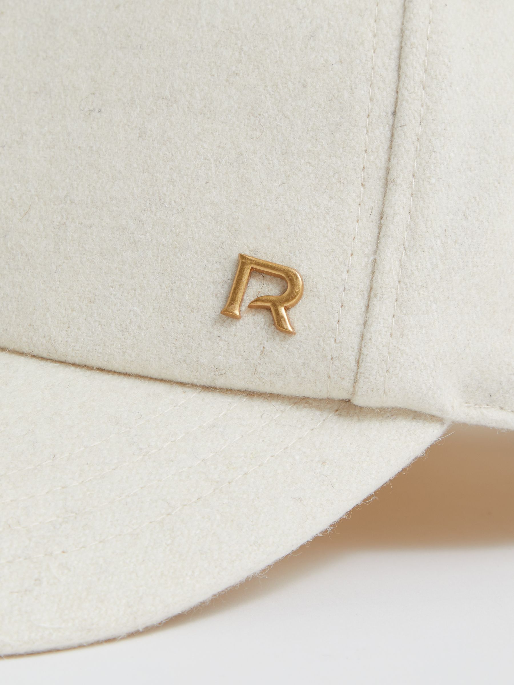 Wool-Blend Flannel Baseball Cap in Cream