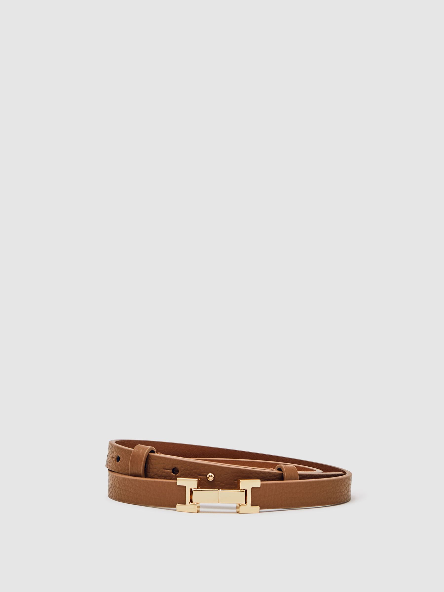 Girls Leather H-Link Belt in Tan