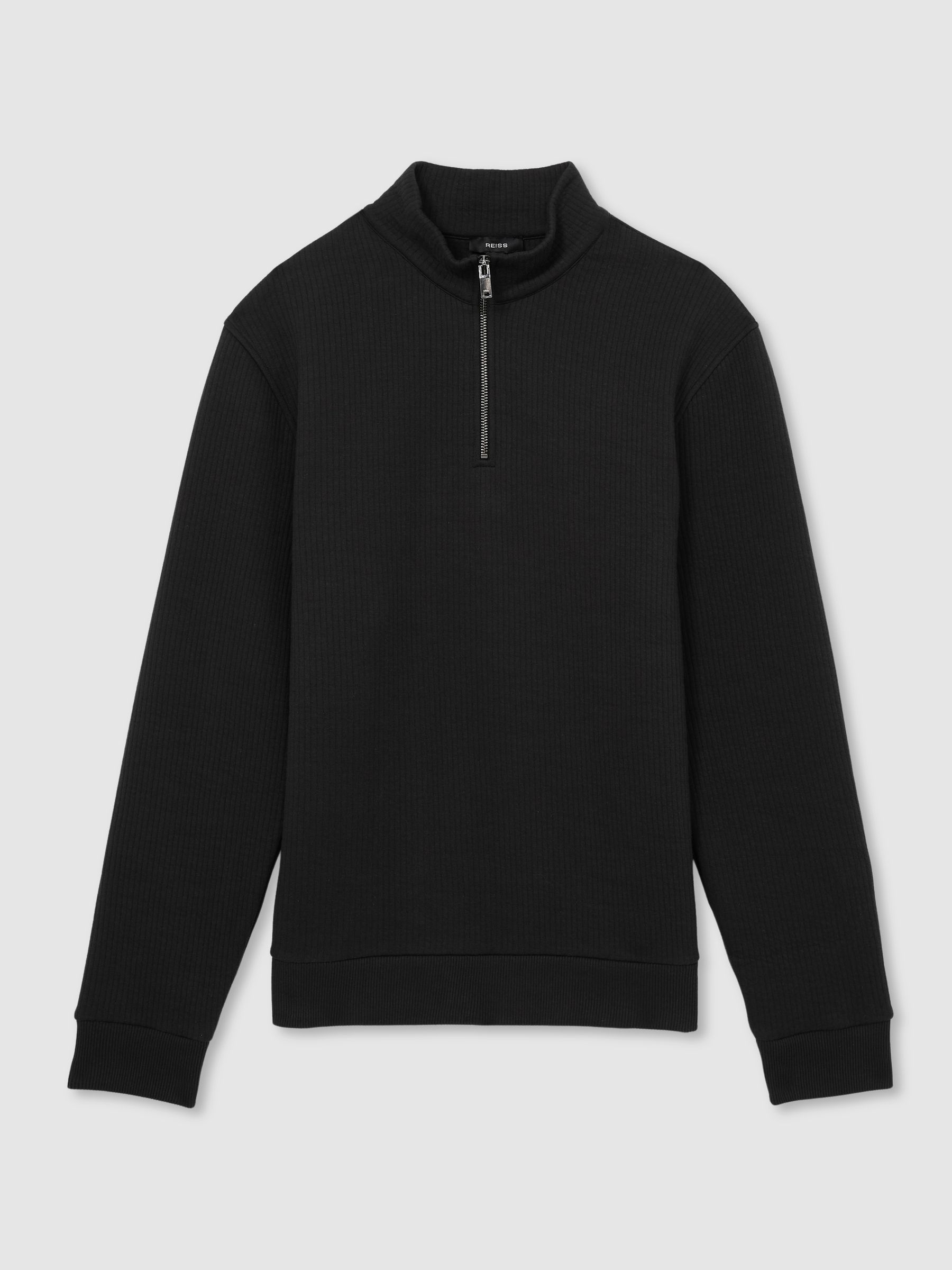Half-Zip Funnel-Neck Jumper in Washed Black