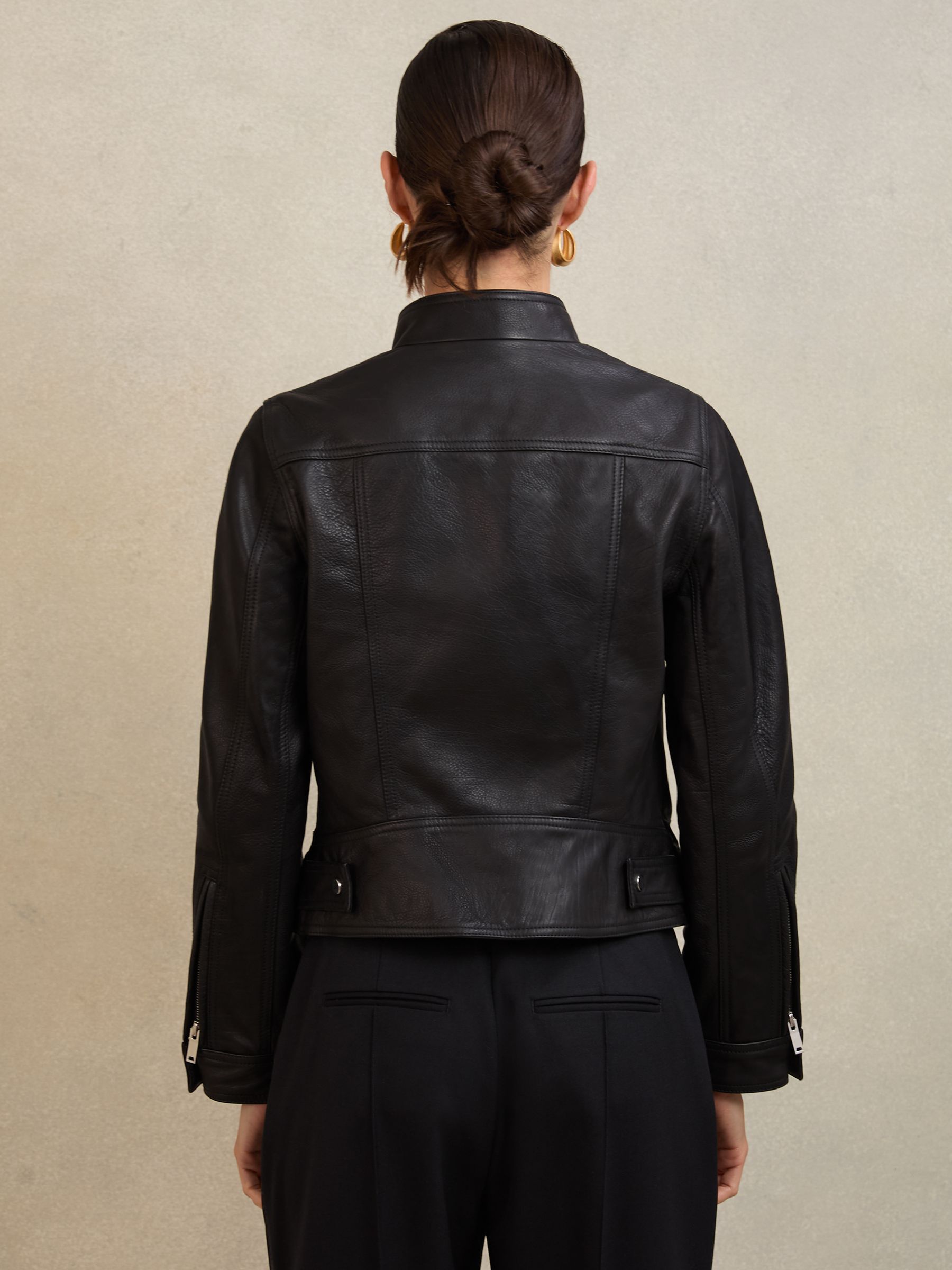 Atelier Leather Biker Jacket in Black