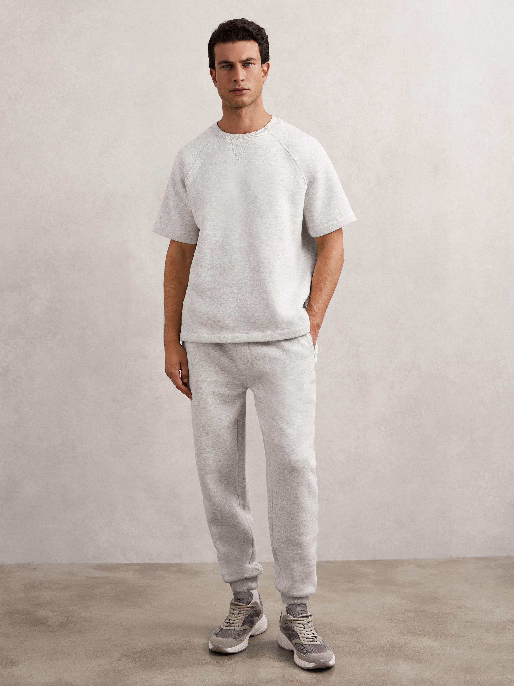 Cotton-Blend Oversize Raglan T-shirt in Soft Grey