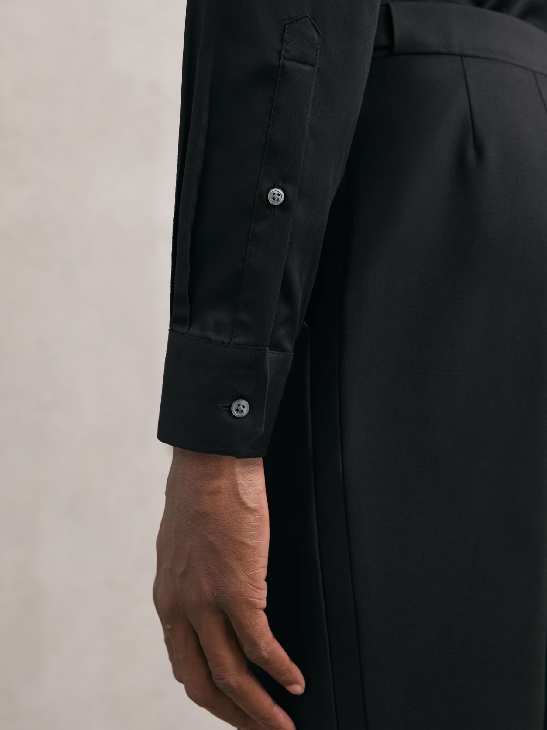 Regular Fit Cotton Dinner Shirt in Black