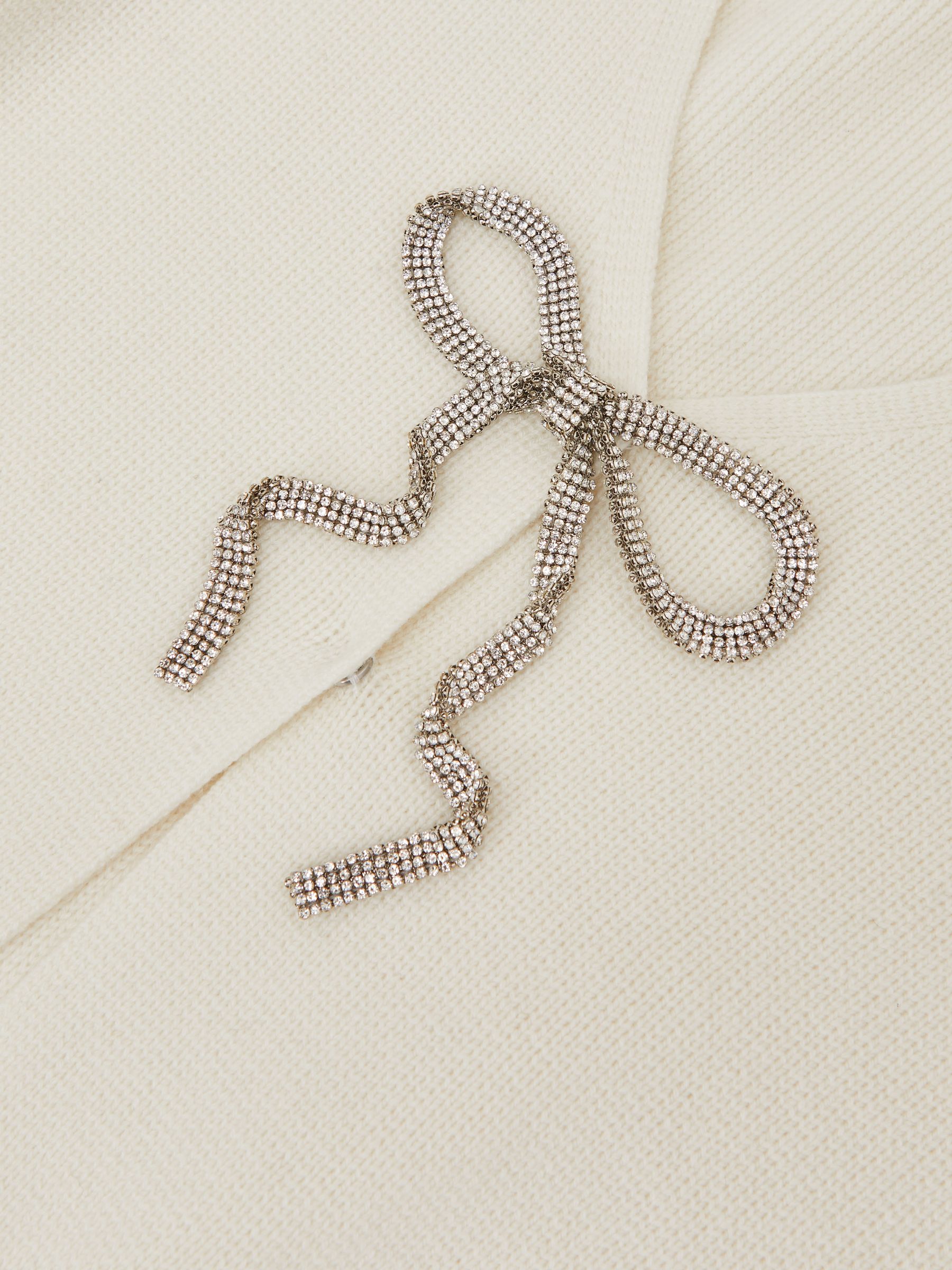 Wool-Blend Crystal-Bow Cardigan With Cashmere in Cream
