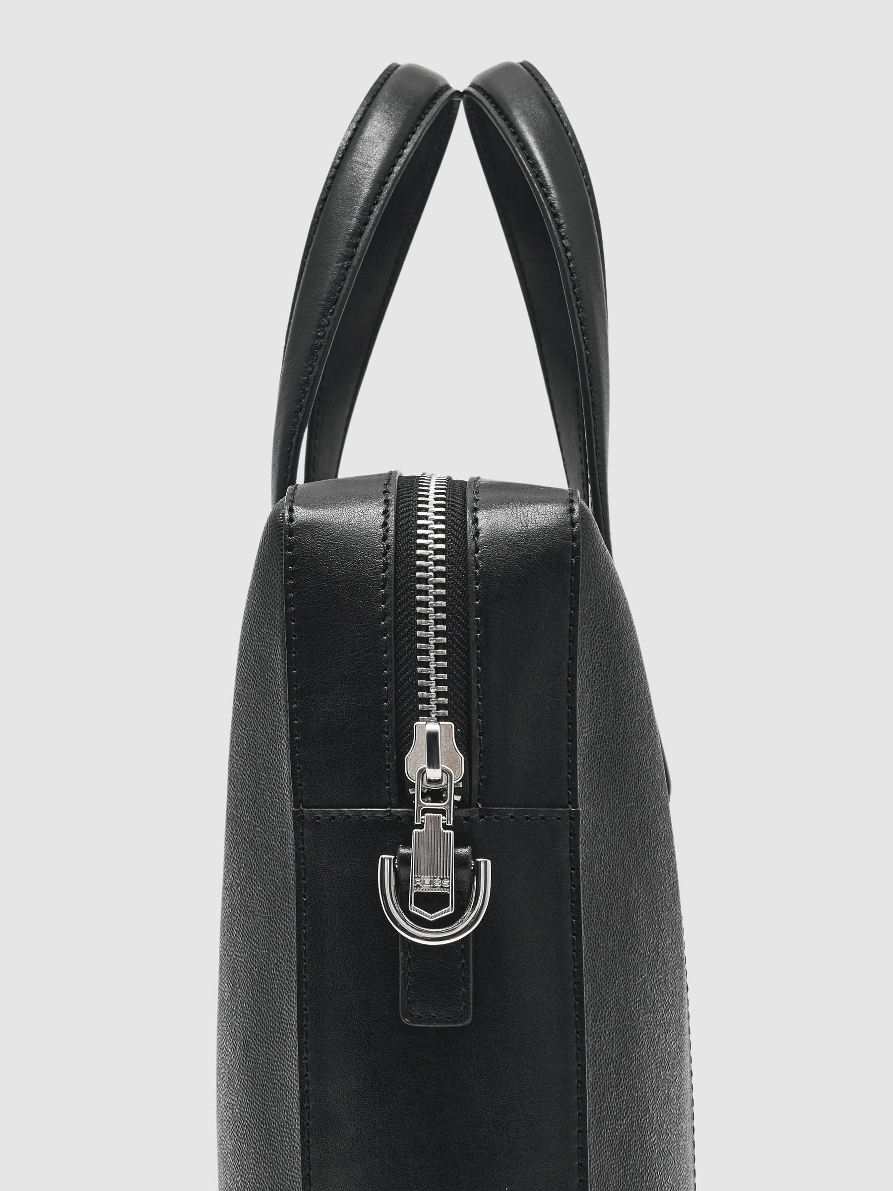 Micro-Grain Leather Briefcase in Black