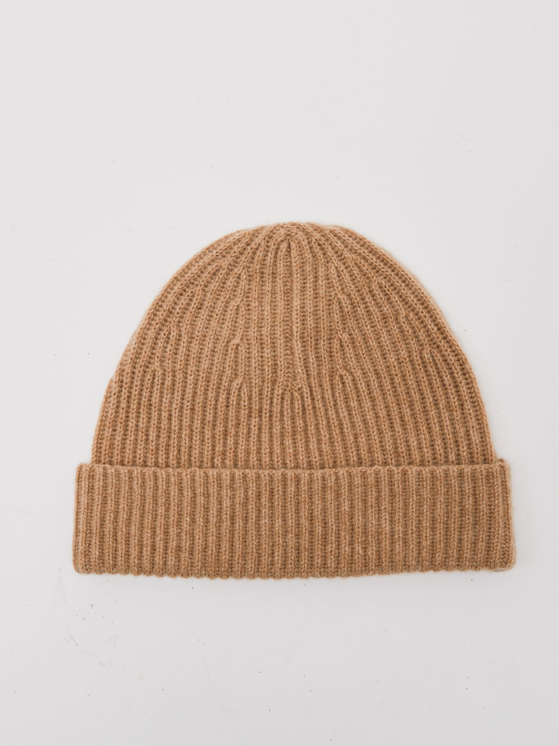 Atelier 100% Cashmere Rib-Knit Beanie in Oatmeal