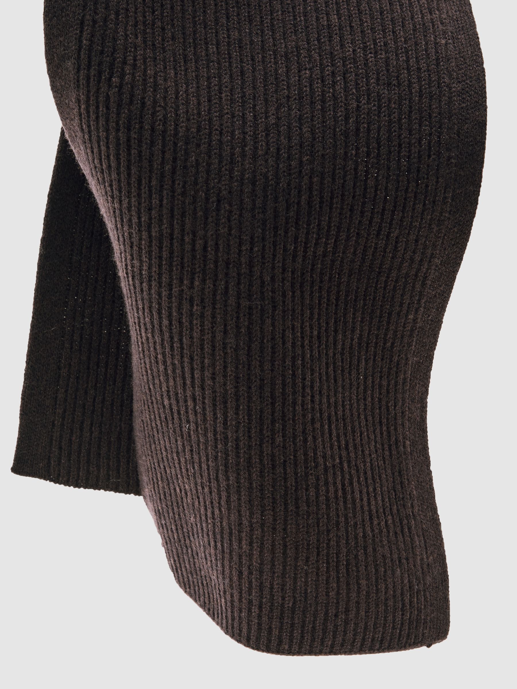 Merino Wool Rib-Knit Scarf in Chocolate Brown
