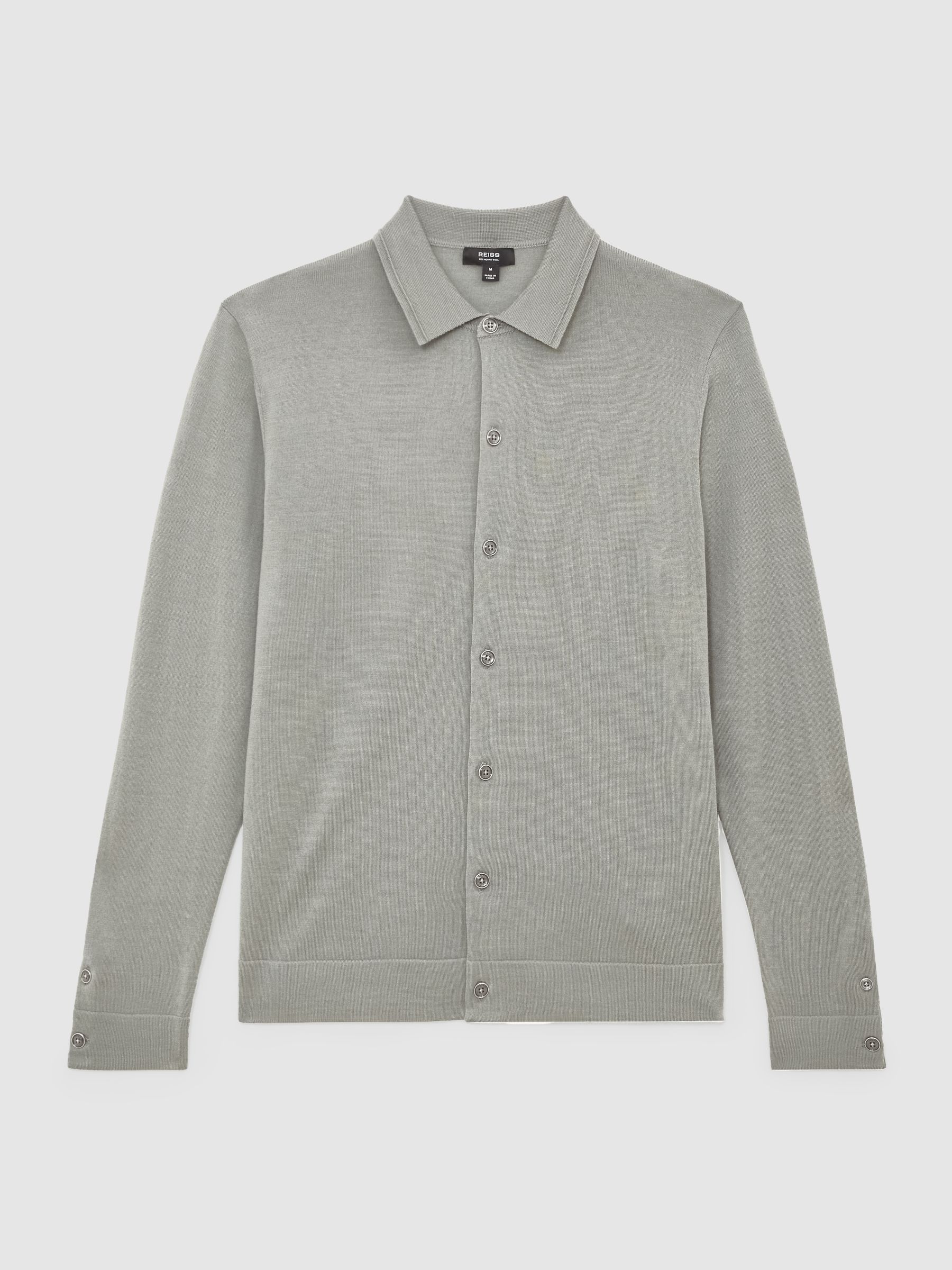 Merino Wool Button-Through Cardigan in Archer Green