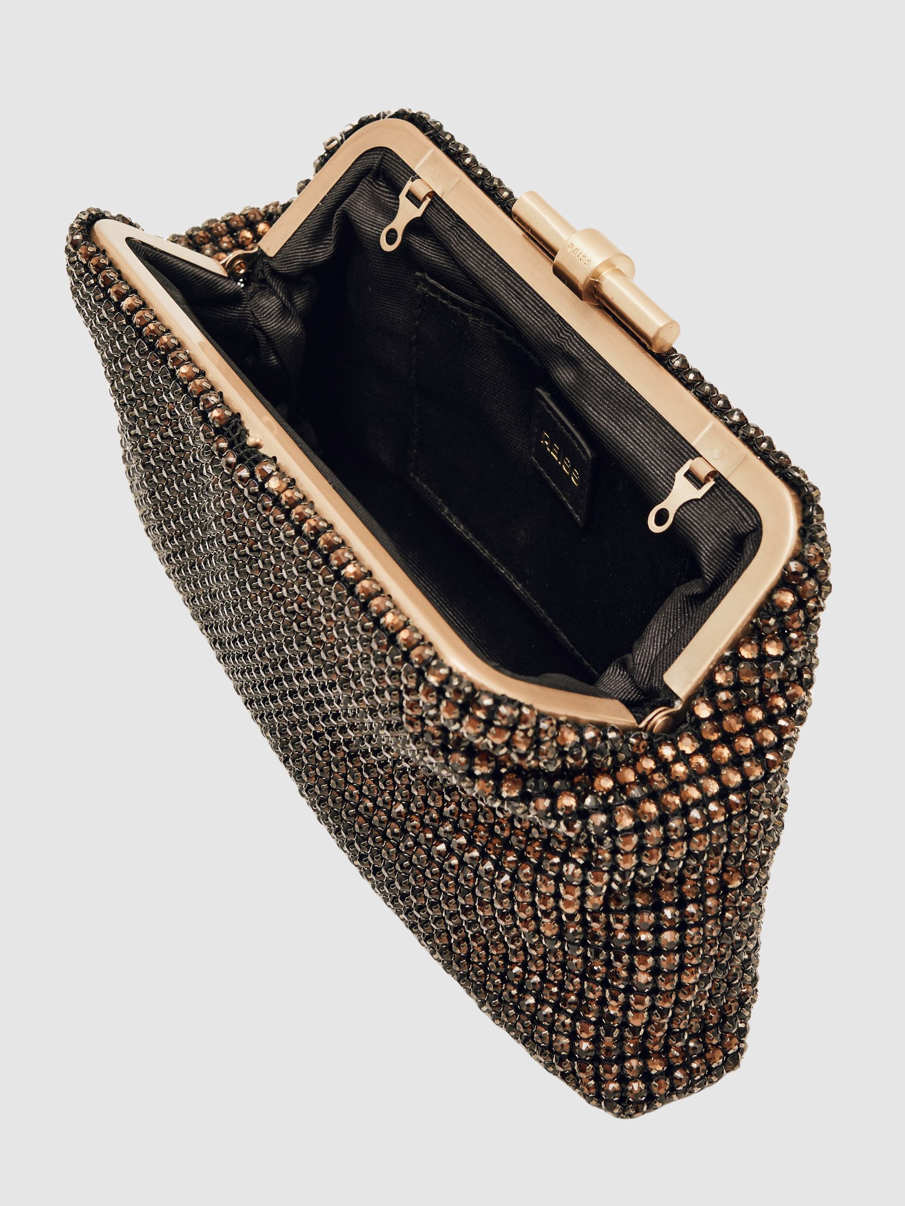 Embellished Clutch Bag in Chocolate