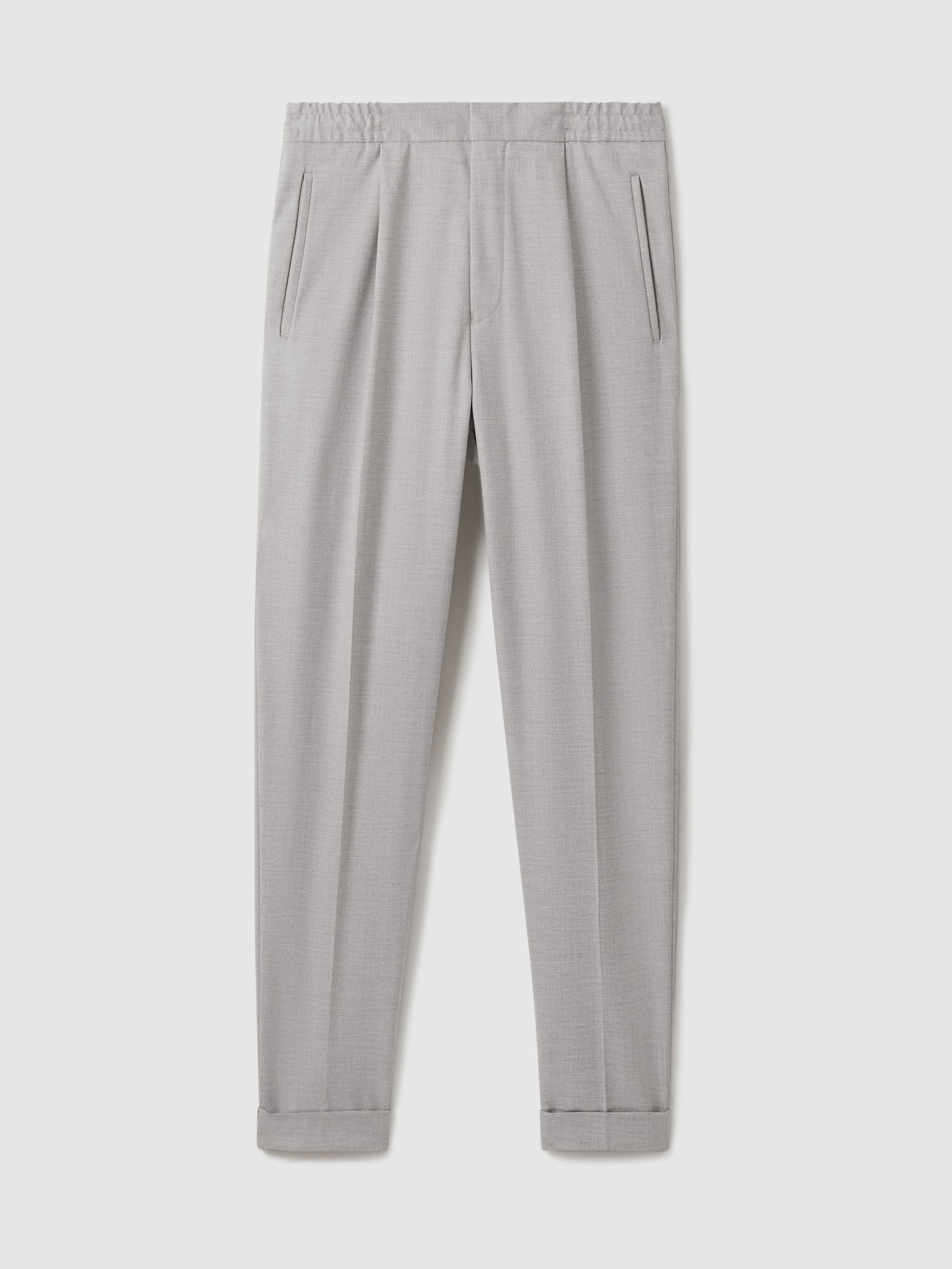 Relaxed Drawstring Trousers with Turn-Ups in Grey