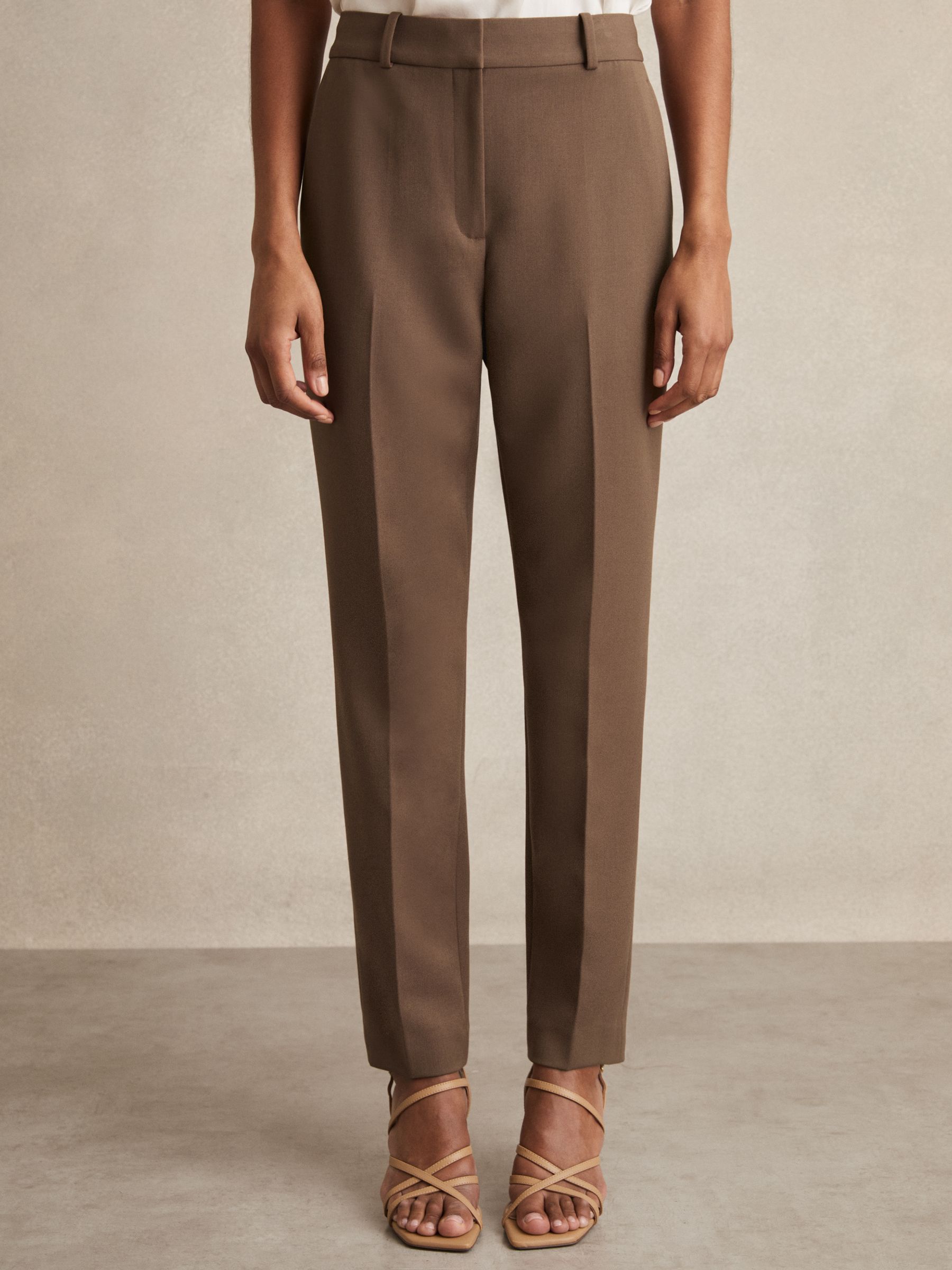 Petite Slim Fit Suit Trousers in Mink Neutral