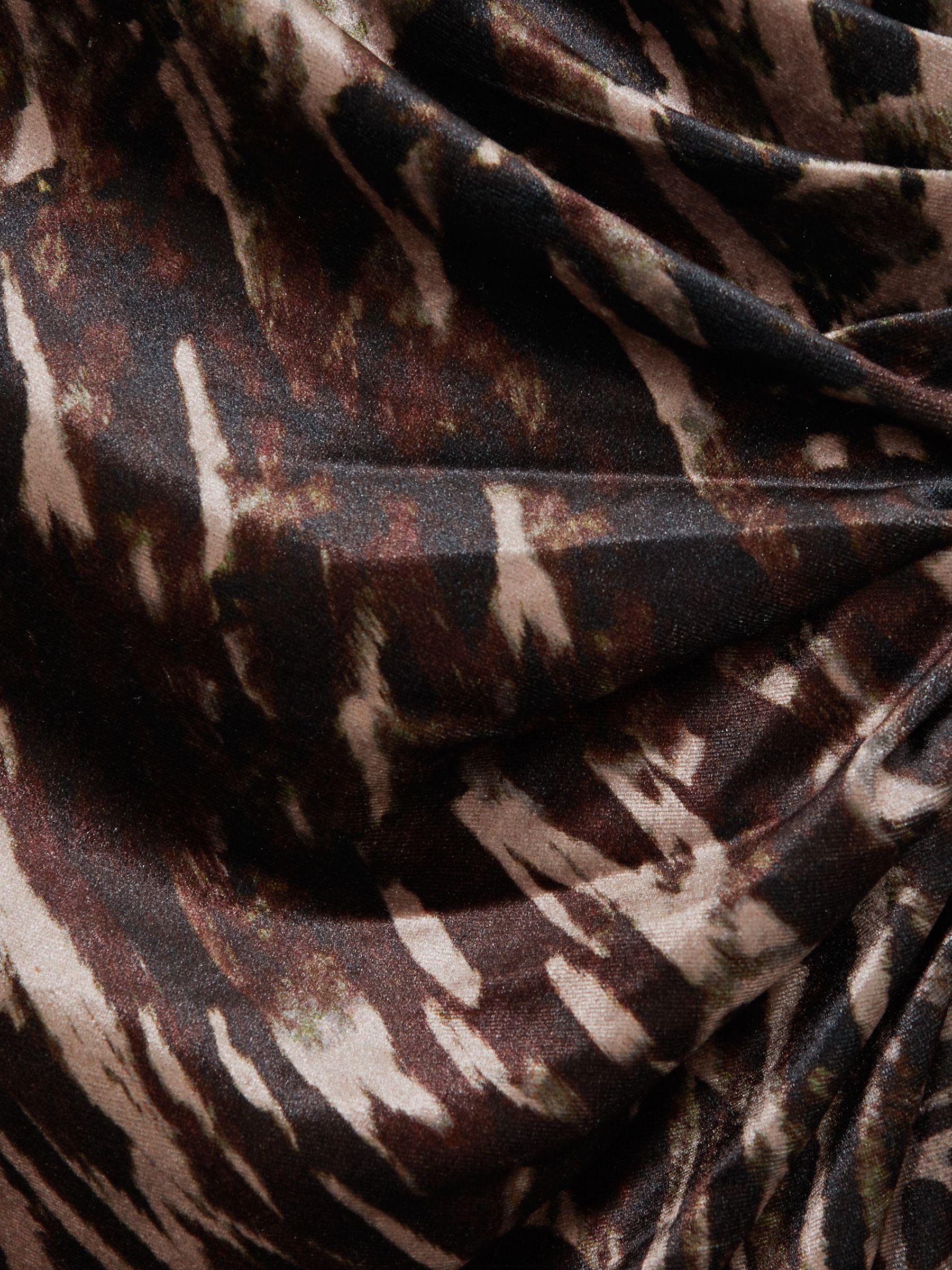 Petite Velvet Leopard-Print Midi Dress in Black/Brown