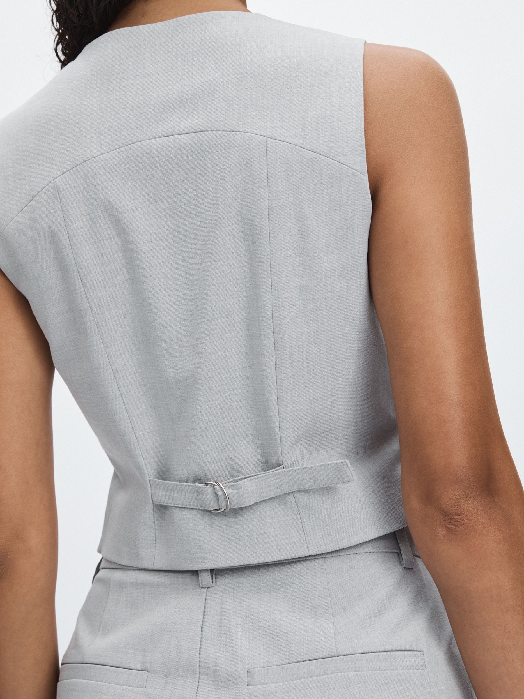 Good American Sharkskin Suit Waistcoat in Heather Grey