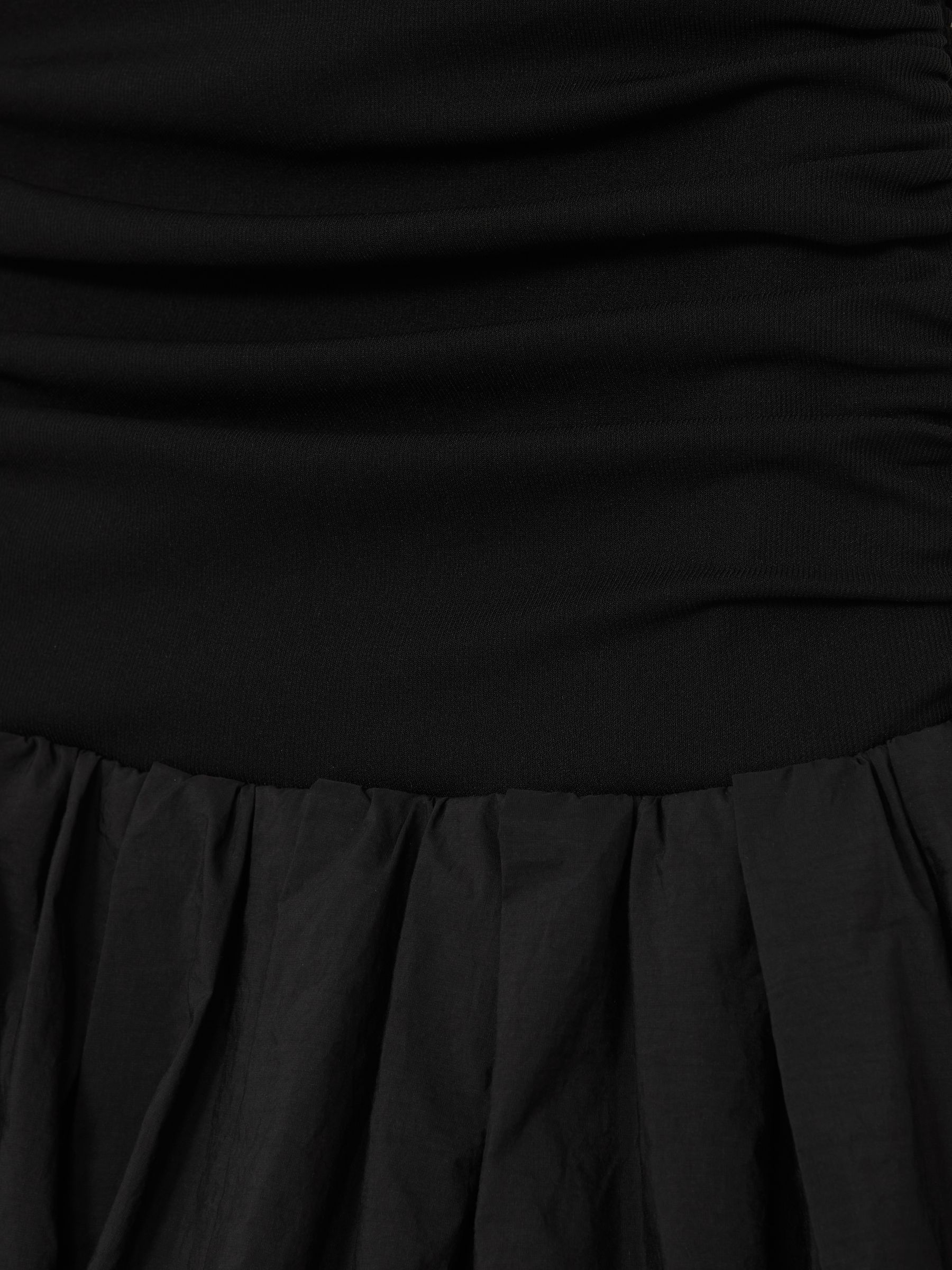 Off-Shoulder Puffball Mini Dress in Black