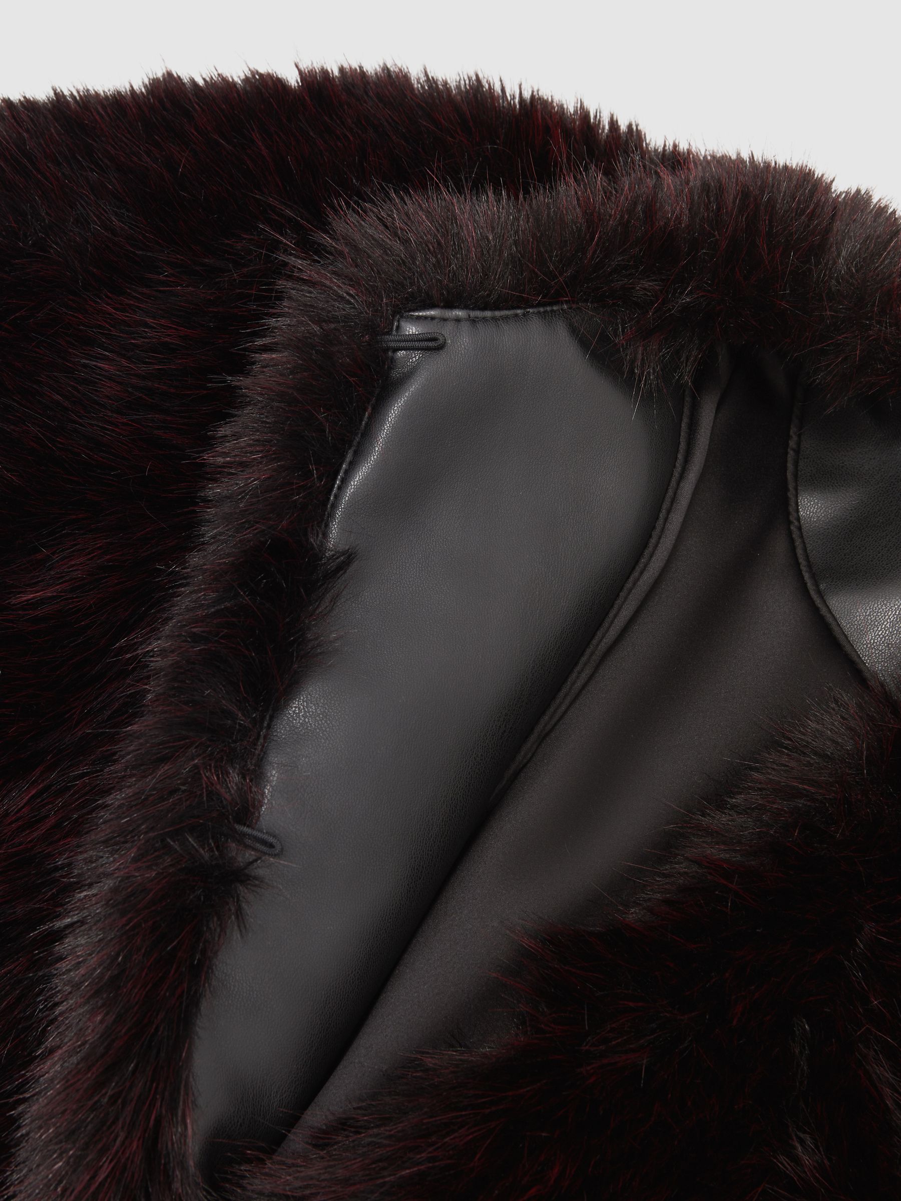 Faux-Fur Short Coat in Burgundy