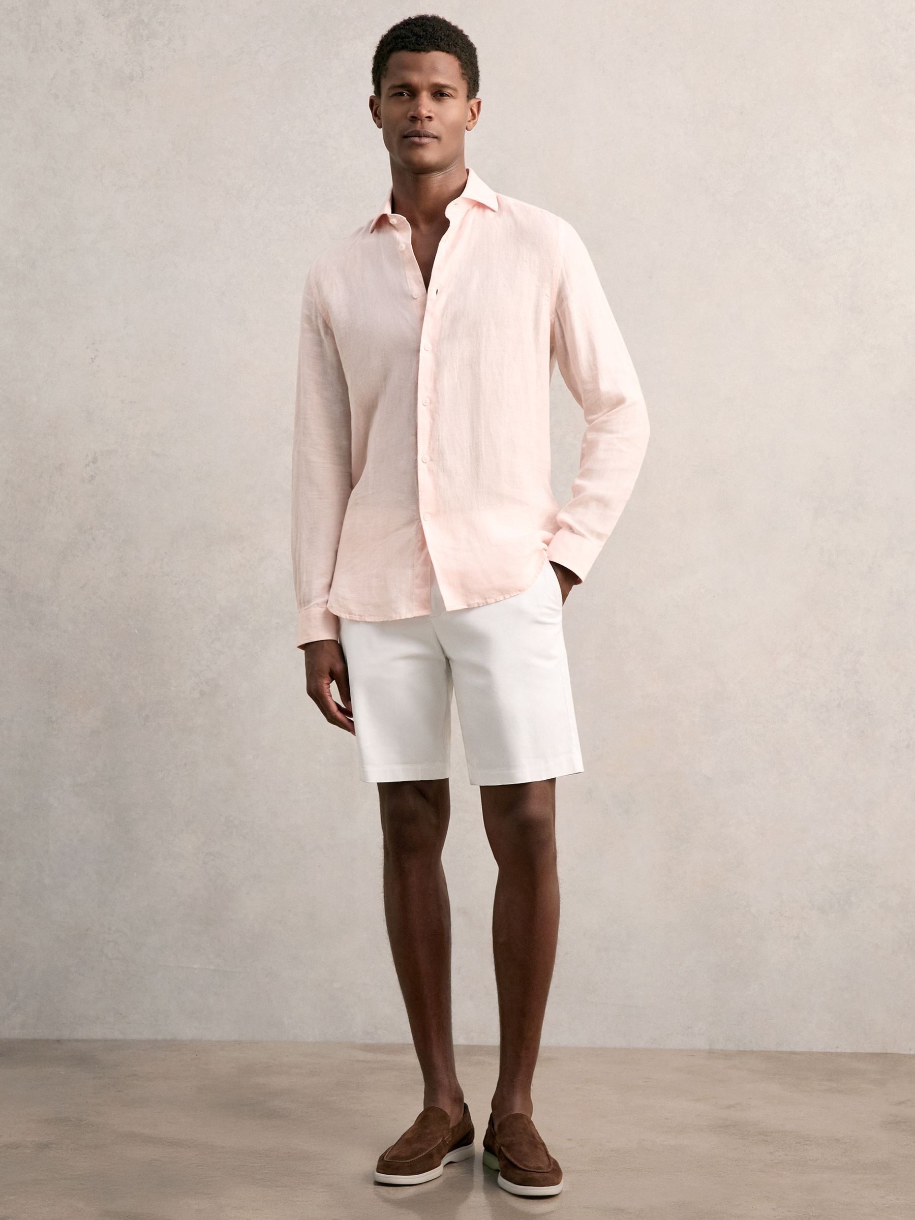 Cotton Chino Shorts with Stretch in White