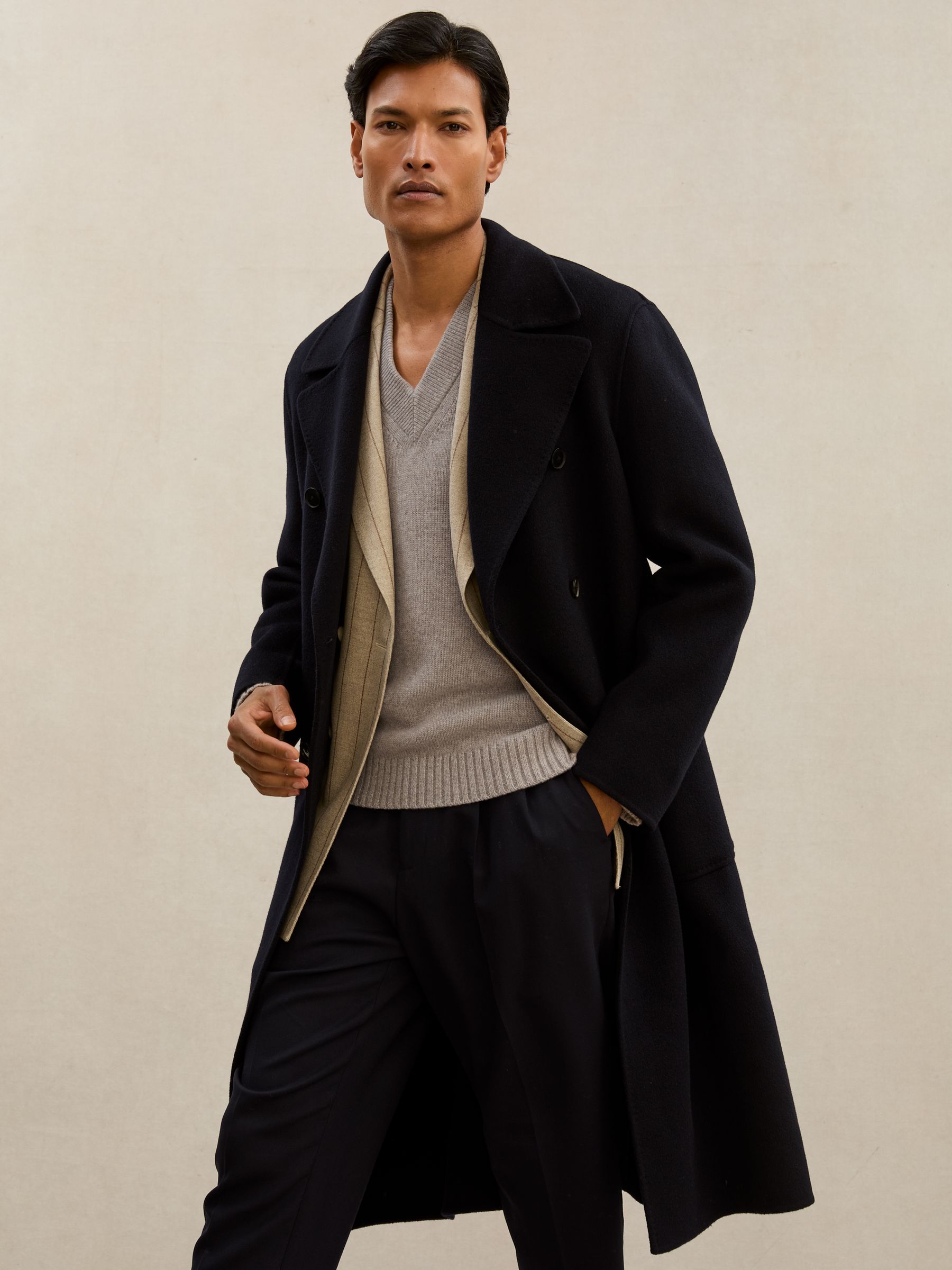 Atelier 100% Cashmere V-Neck Jumper in Heather Oatmeal