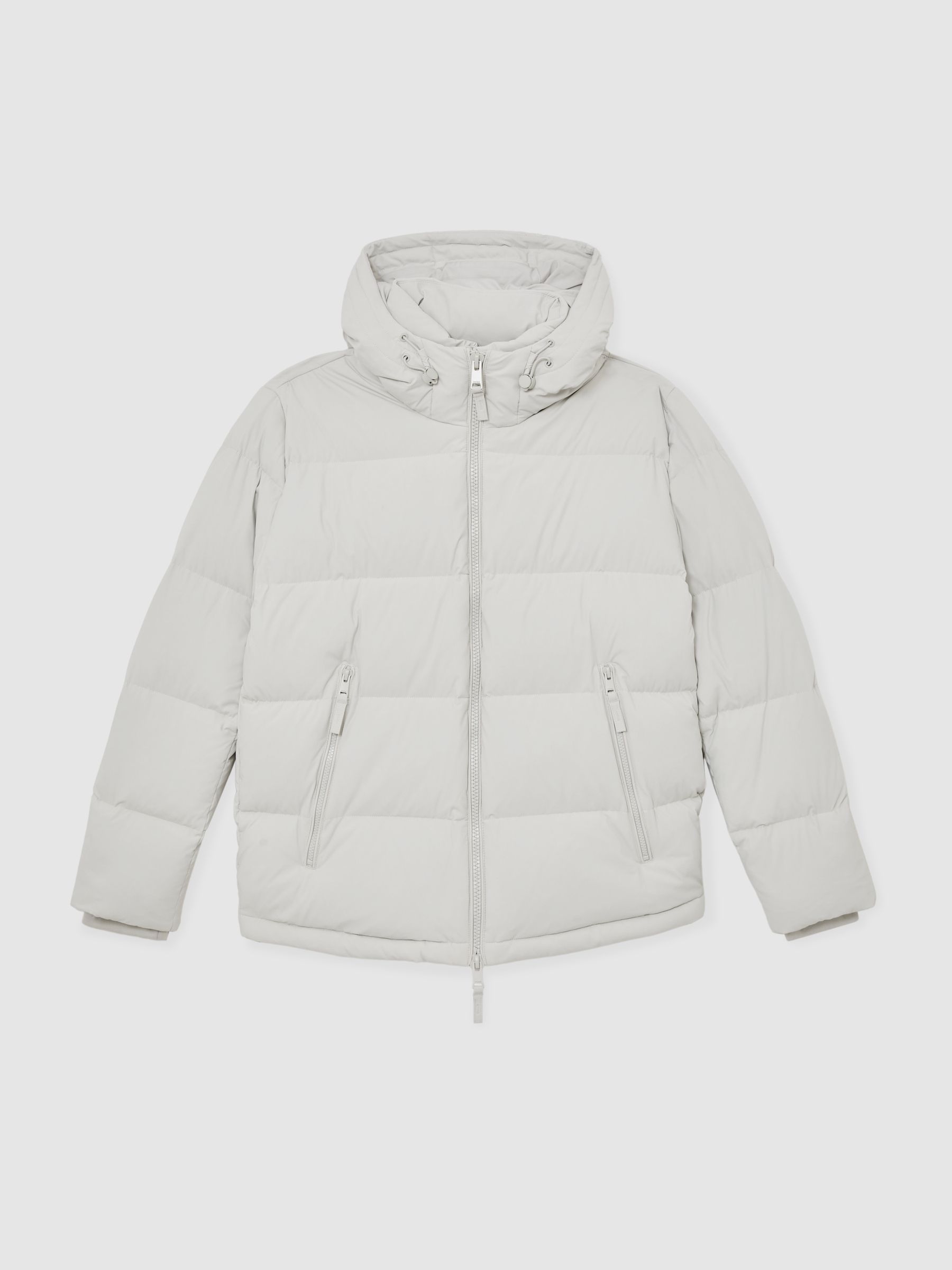 Quilted Zip-Through Puffer Jacket in Light Stone