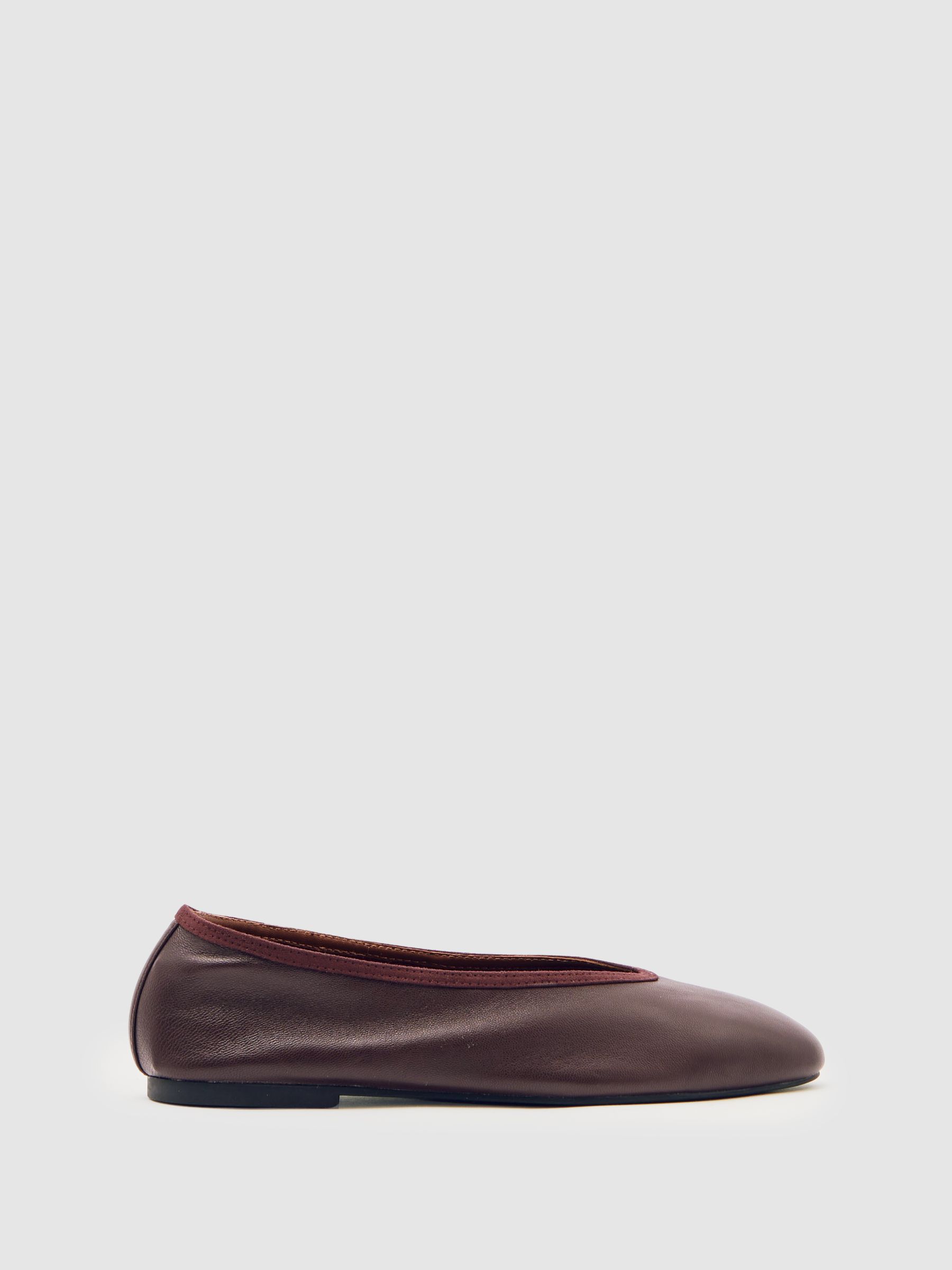 Mesh Embellished Ballet Flats in Oxblood