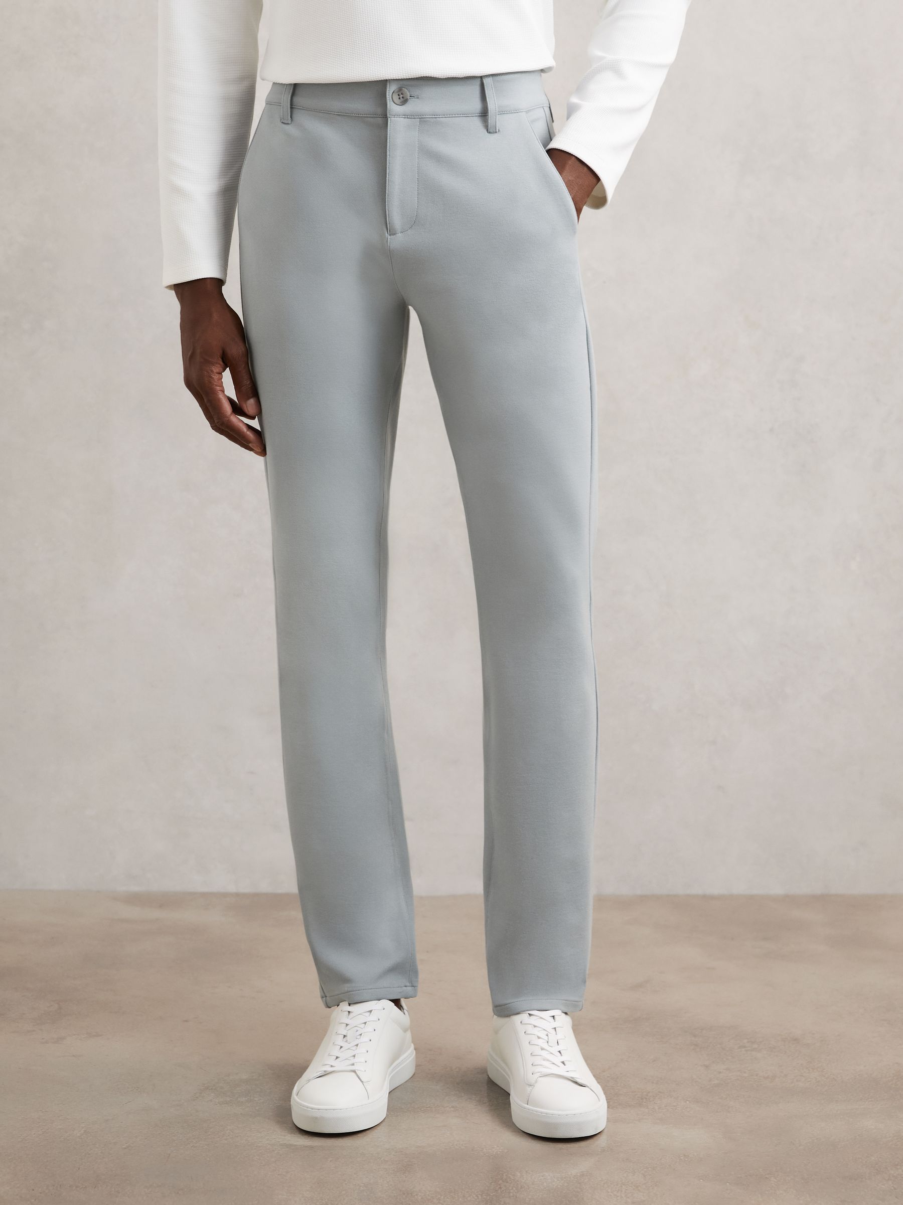 Paige Slim-Fit Stretch Trousers in Moon Shadow Blue