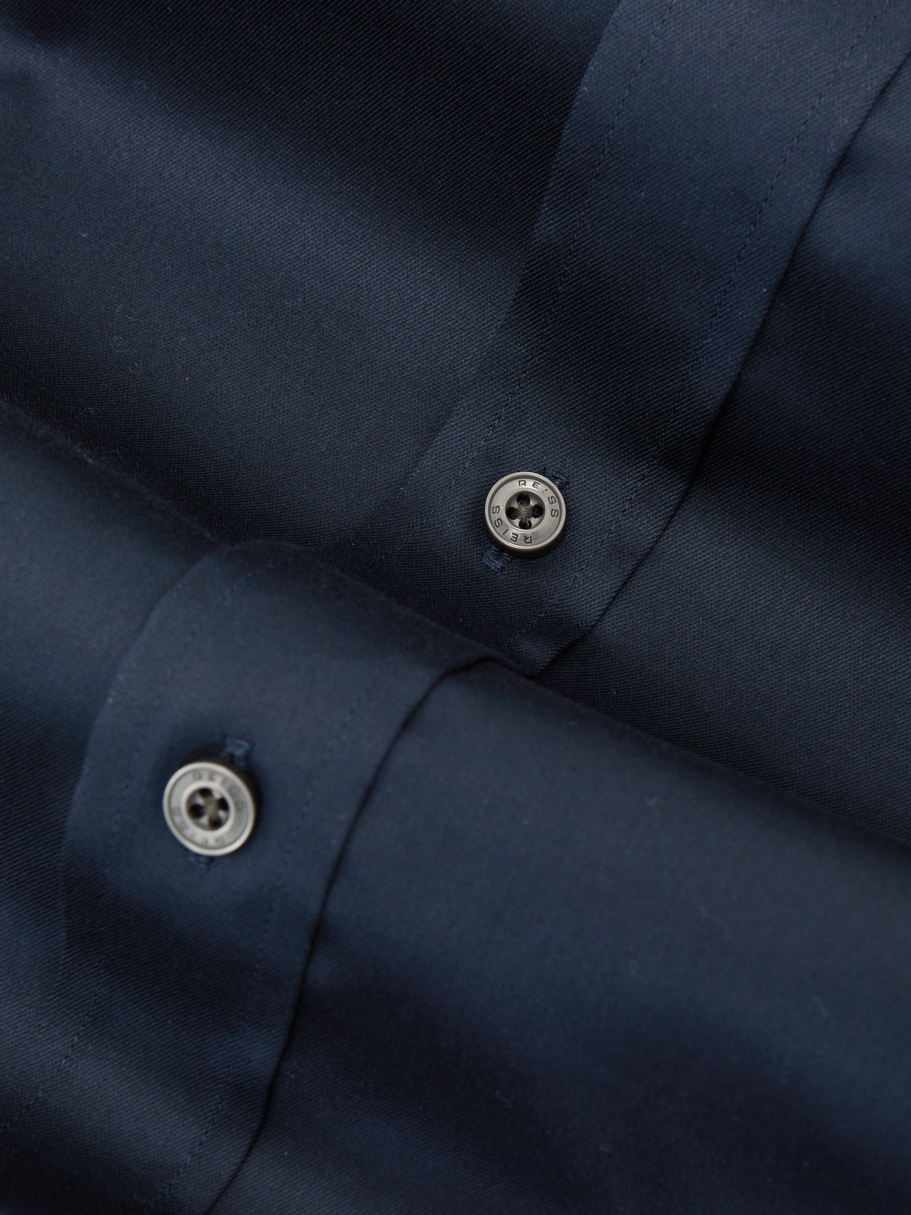 Regular Fit Cotton-Tencel Stretch Shirt in Blue