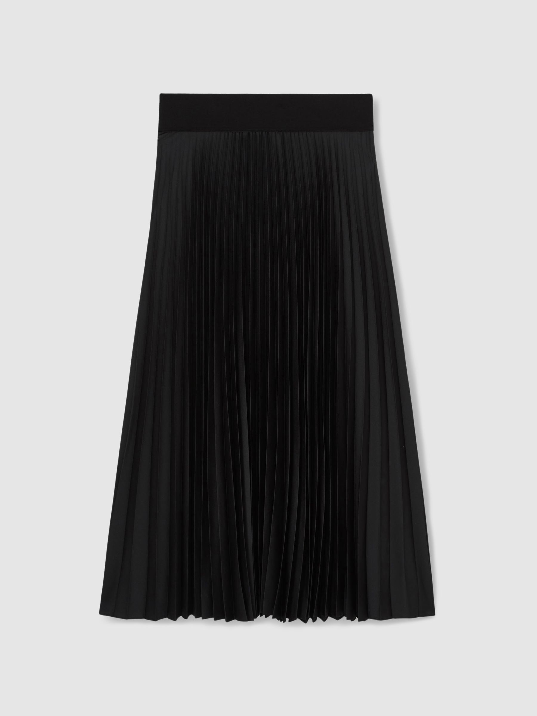 Pleated Midi Skirt in Black