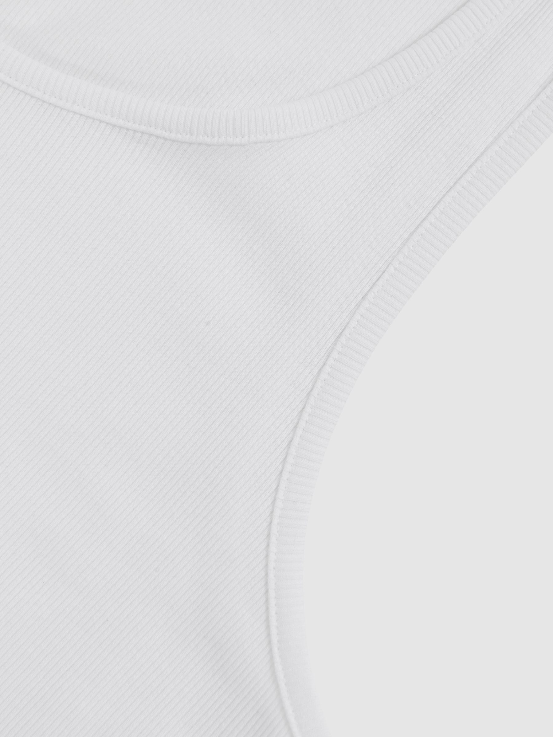 Stretch-Cotton Ribbed Vest in White