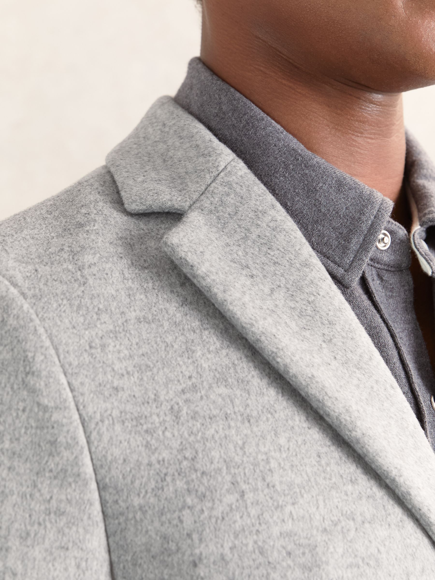 Wool-Blend Single-Breasted Overcoat in Soft Grey