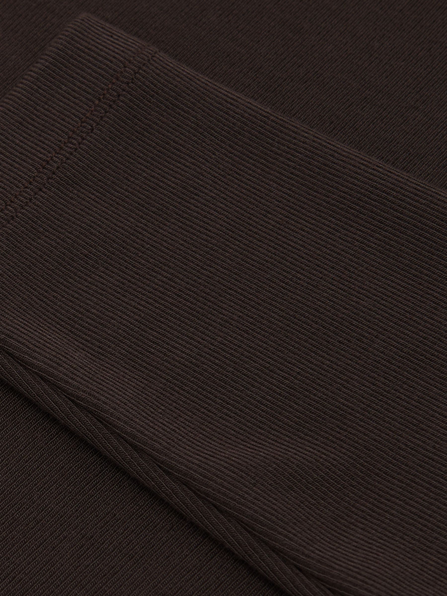 Stretch-Cotton Asymmetric-Neck Top in Chocolate Brown