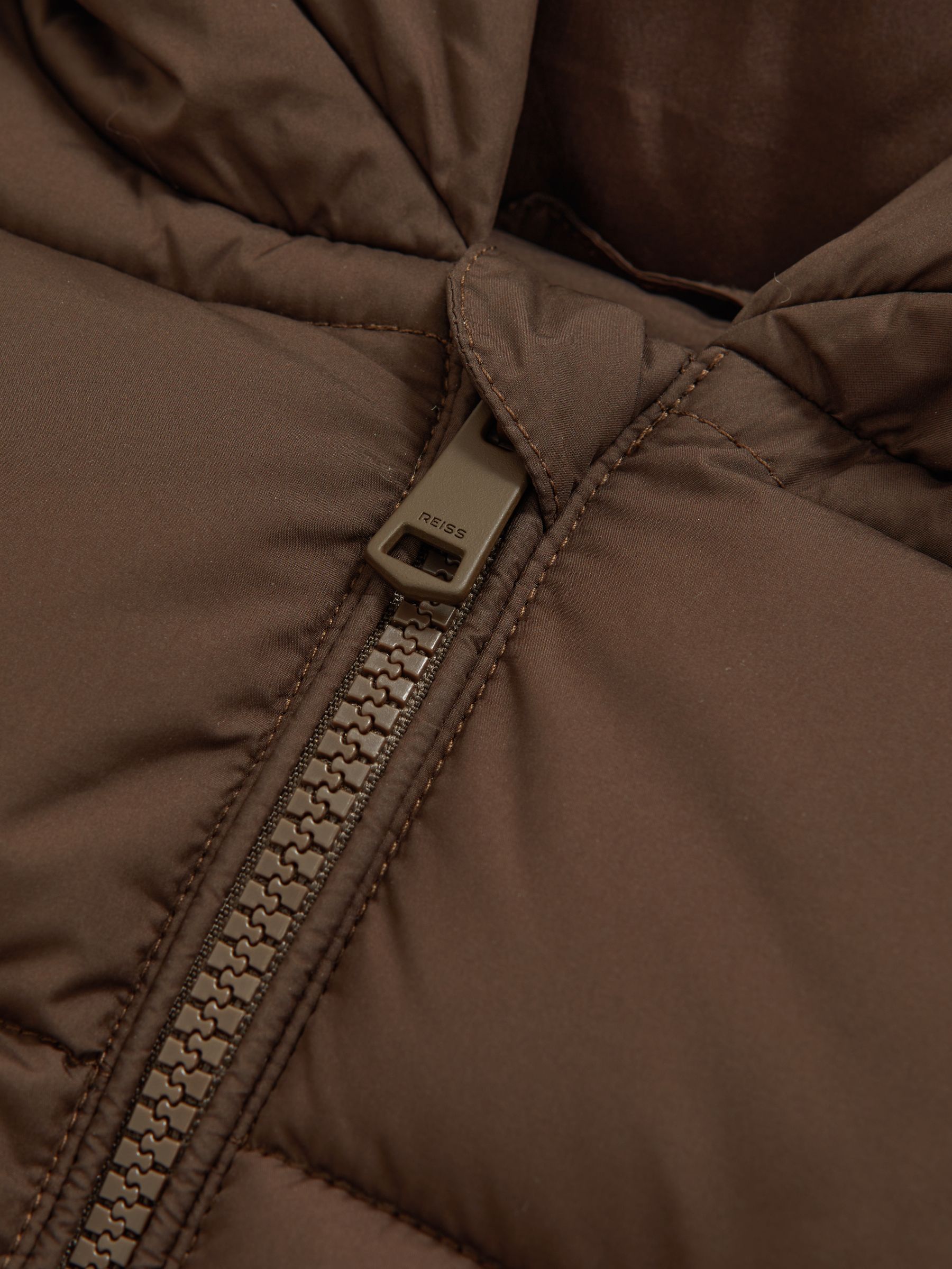 13-14 yrs Short Hooded Puffer Coat in Chocolate