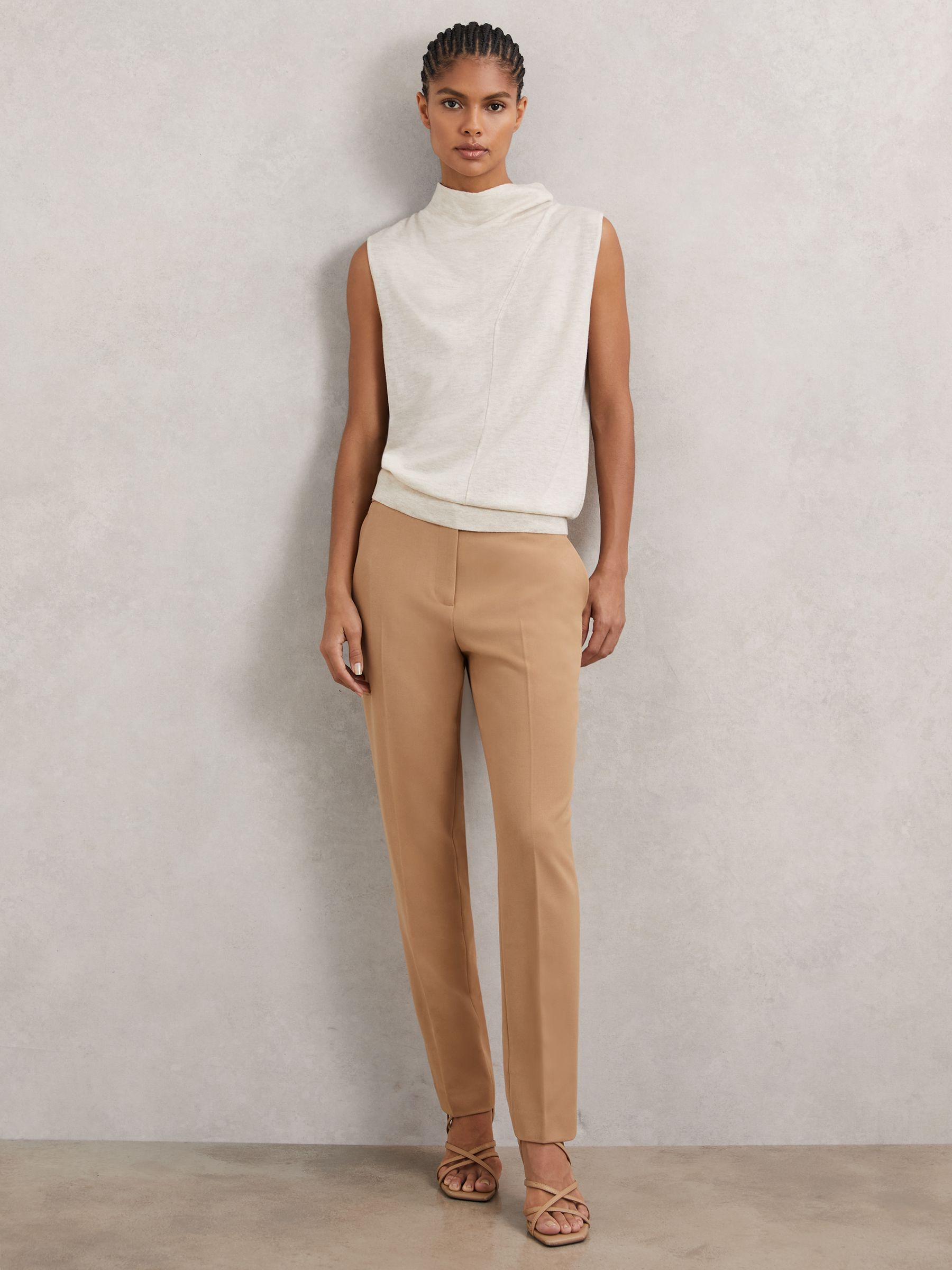 Petite Slim Fit Suit Trousers in Mink Neutral