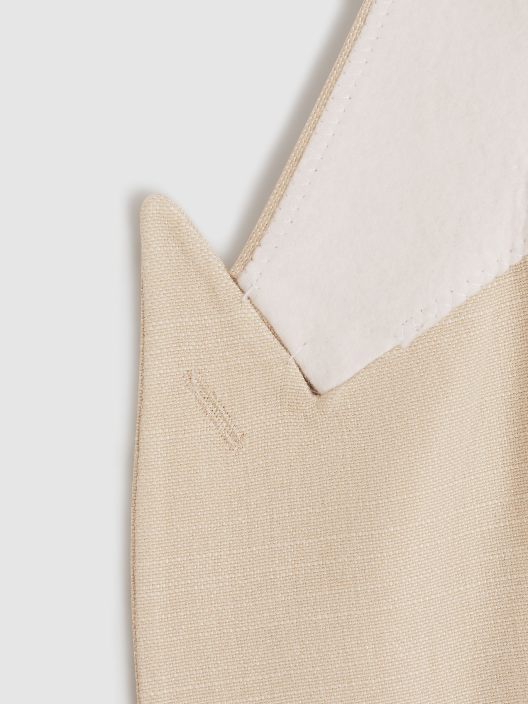 Slim Fit Textured Single Breasted Blazer in Ivory