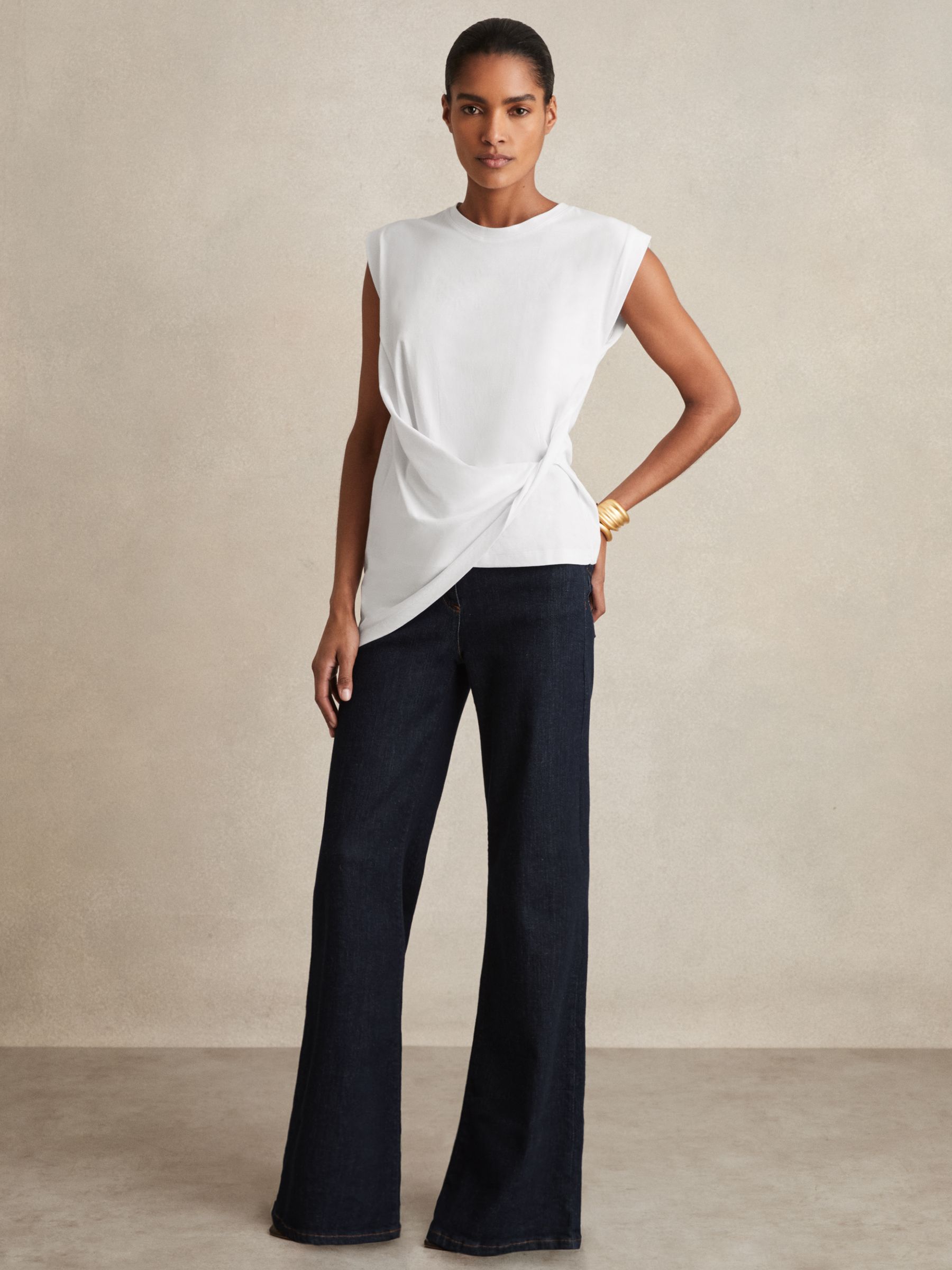 Cotton Drape T-Shirt in White