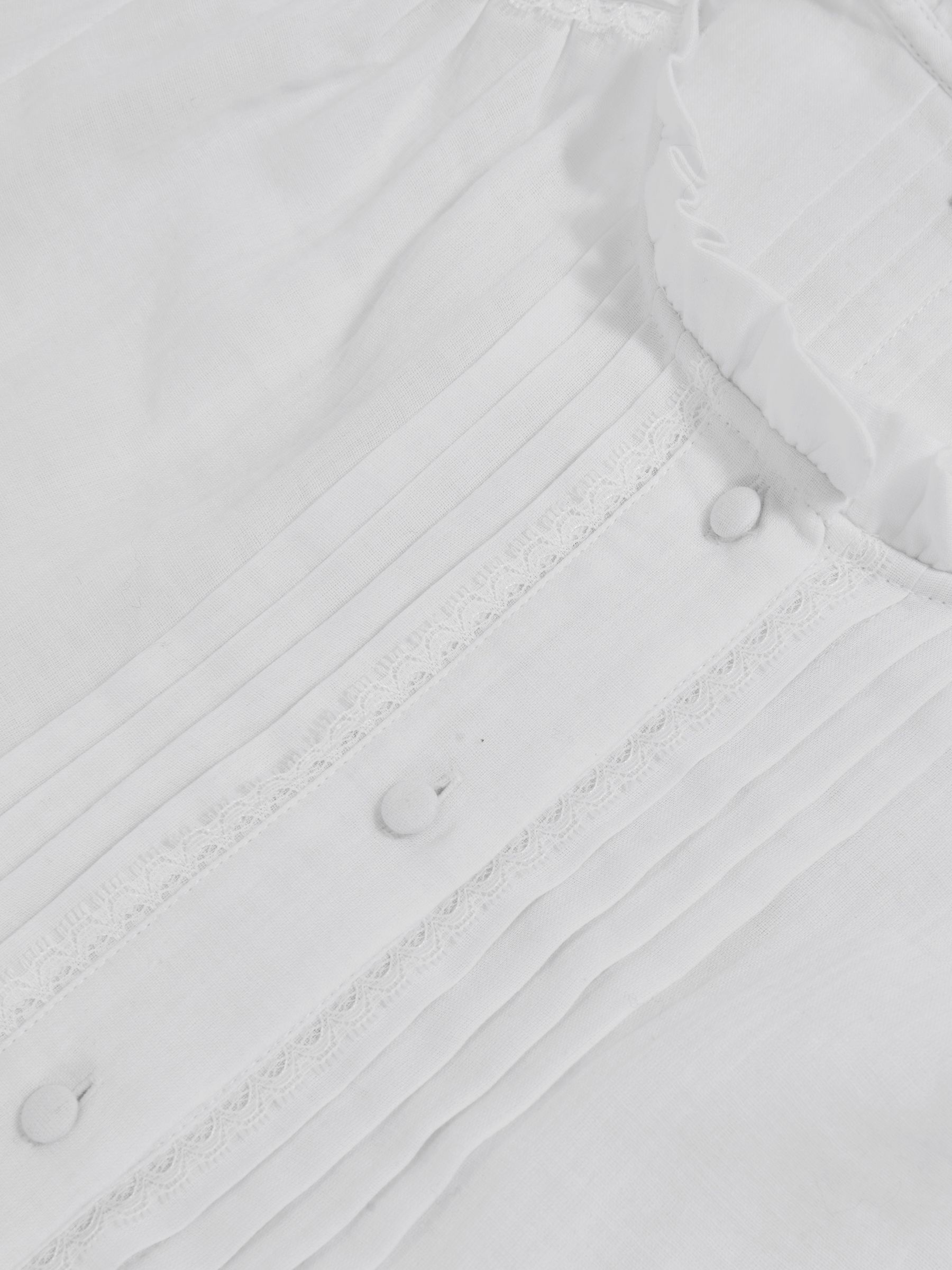 Cotton Cheesecloth Pleated Top in White