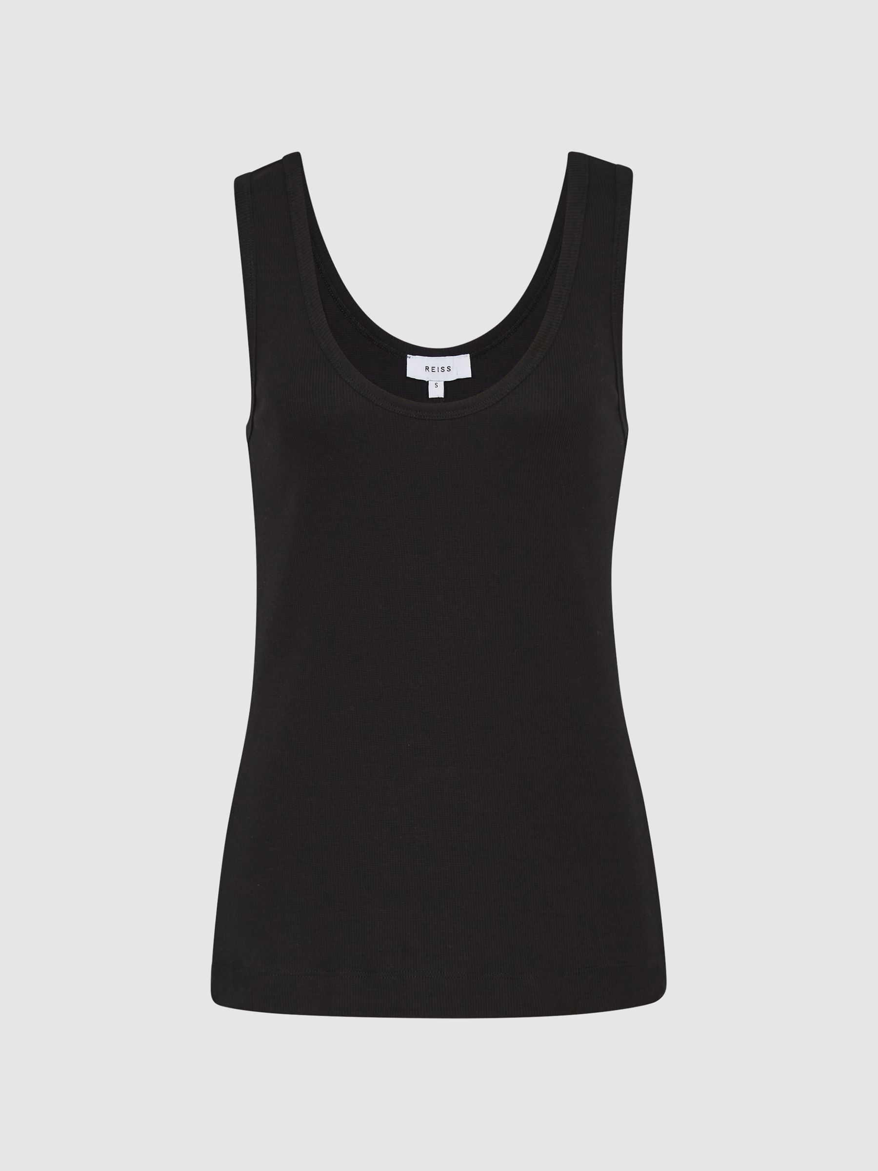 Stretch-Cotton Ribbed Vest in Black