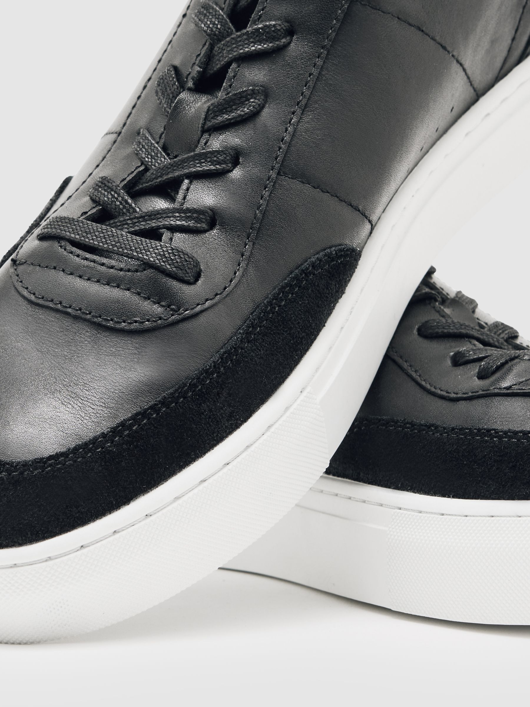 Bonded-Leather Low-Top Trainers in Black