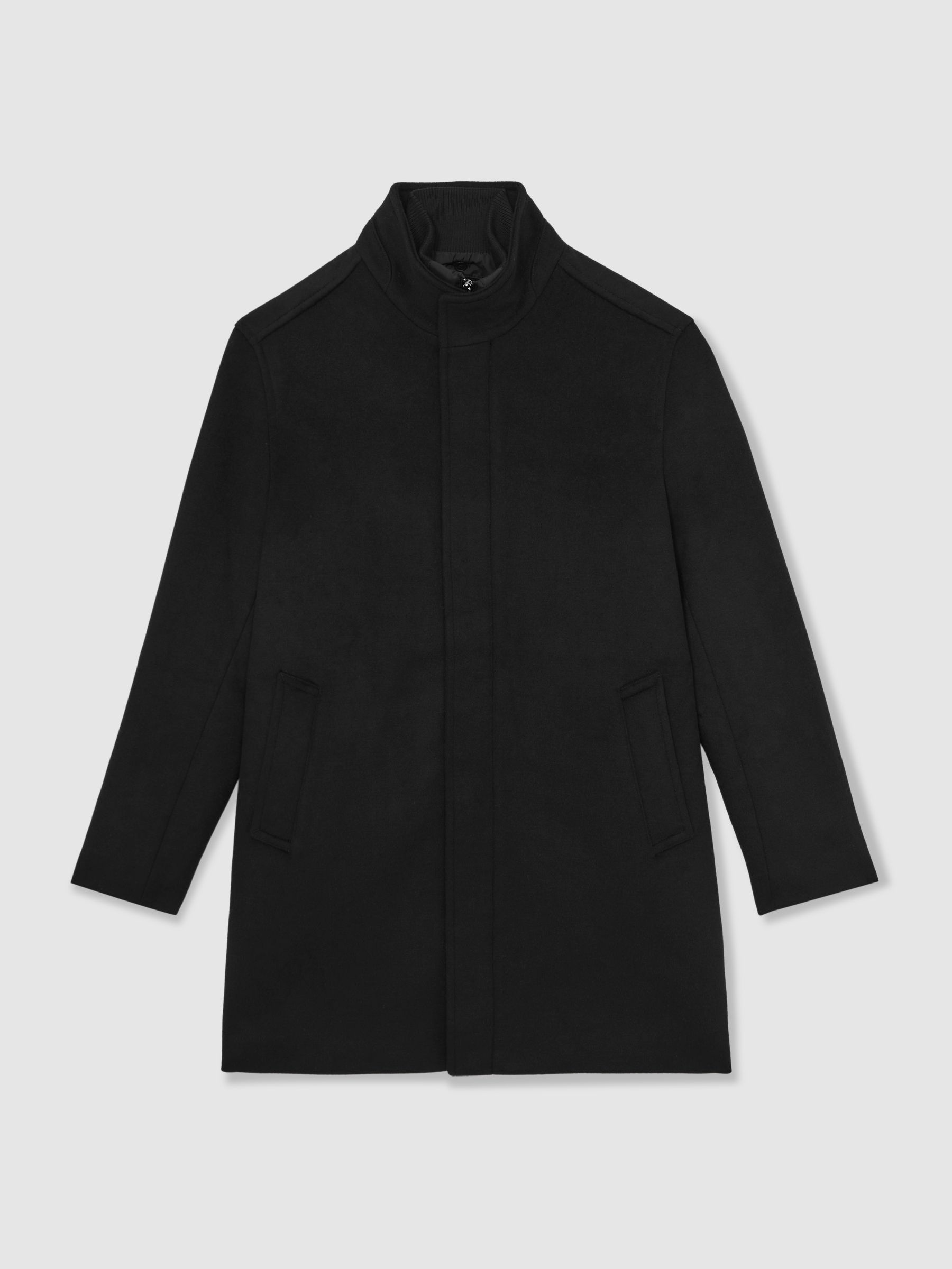 Wool-Blend Gilet-Insert Coat in Black