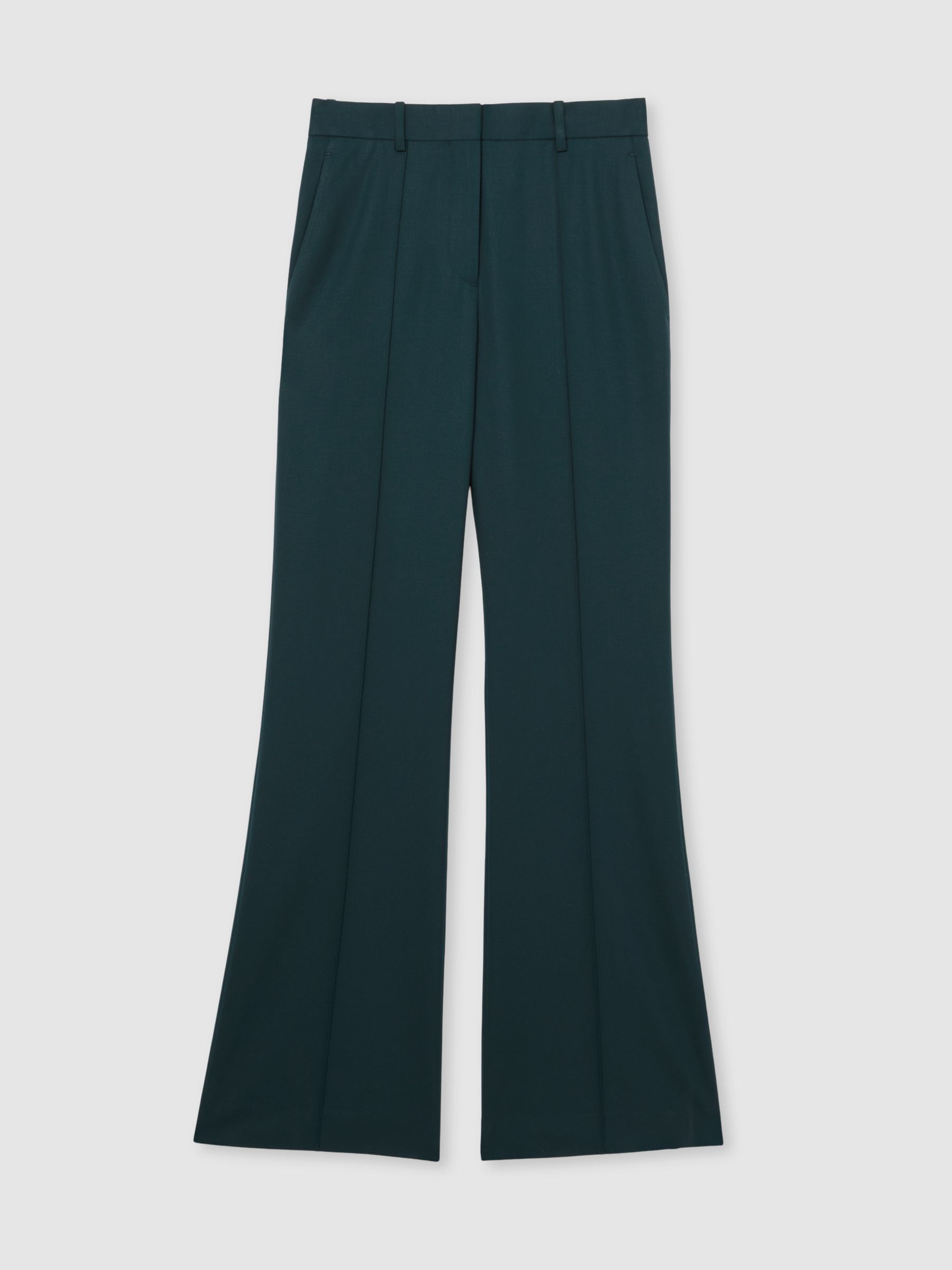 Wool-Blend Wide-Leg Suit Trousers in Green