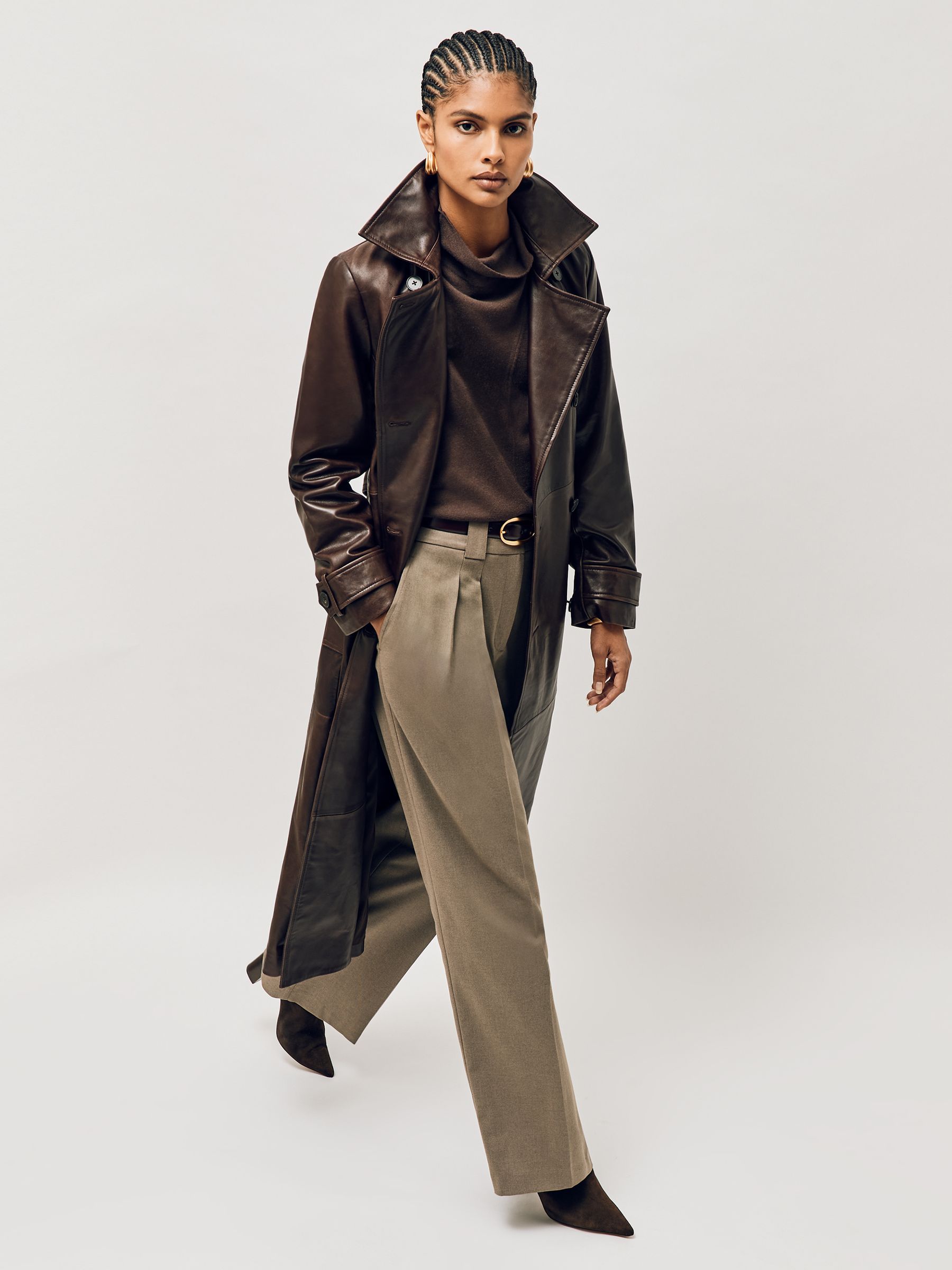 Block-Heel Knee-High Boots in Chocolate