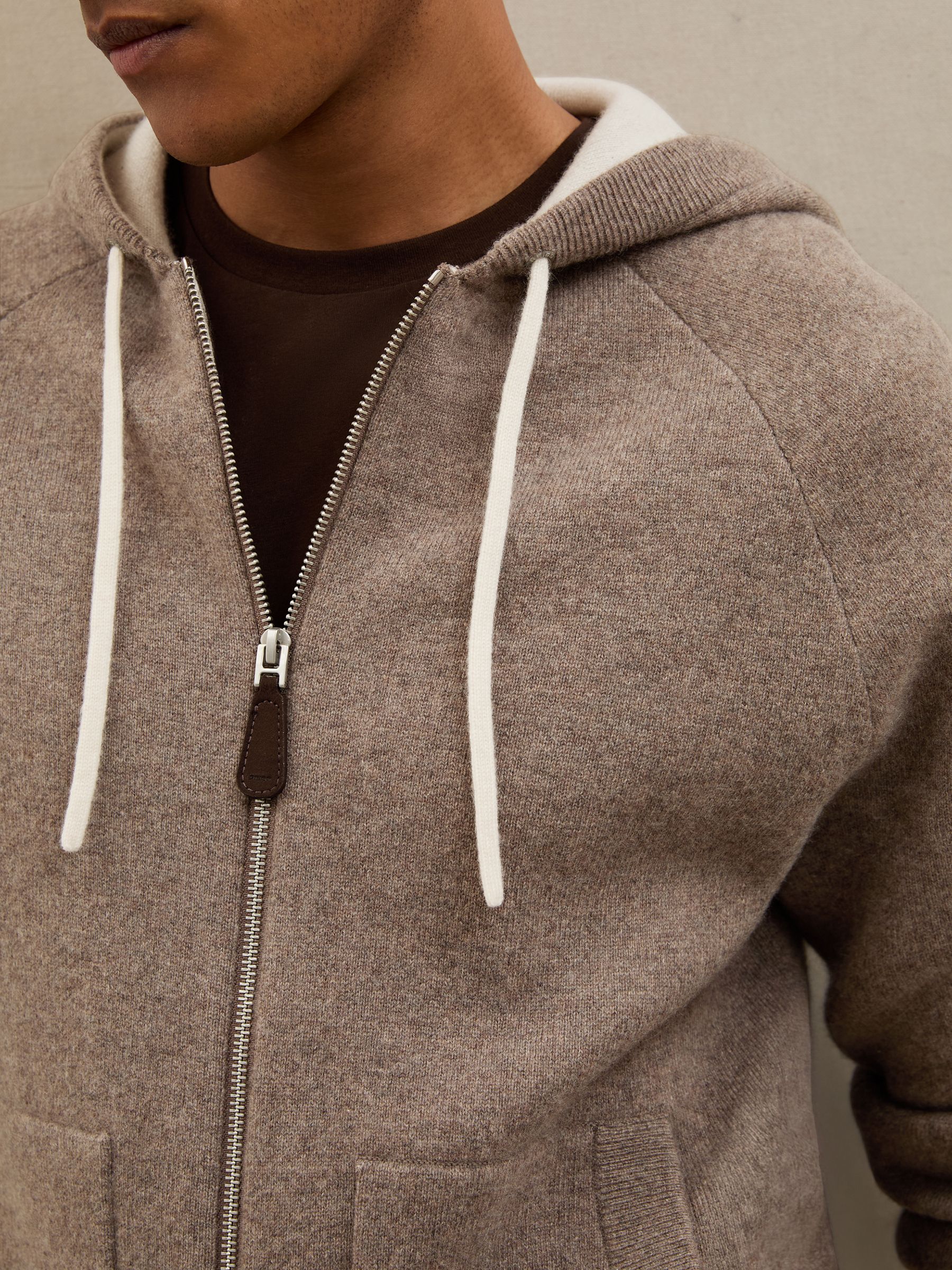 Atelier Cashmere-Blend Zip Hoodie in Mouse Brown Melange