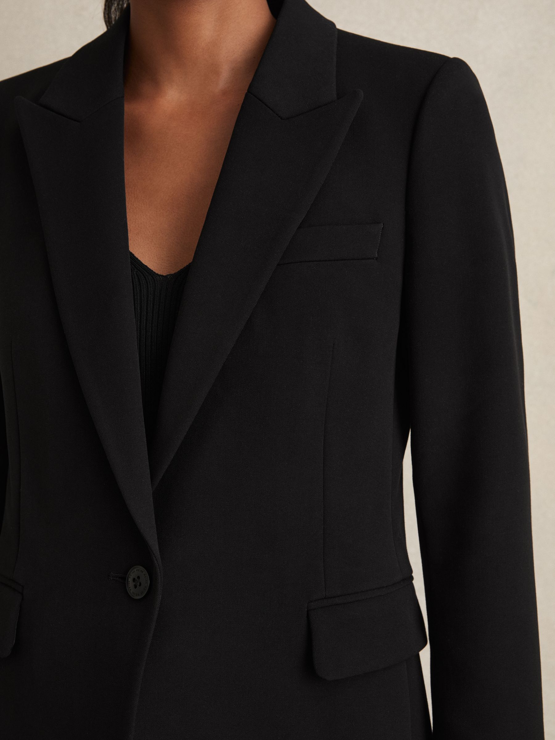 Tailored Single Breasted Suit Blazer in Black