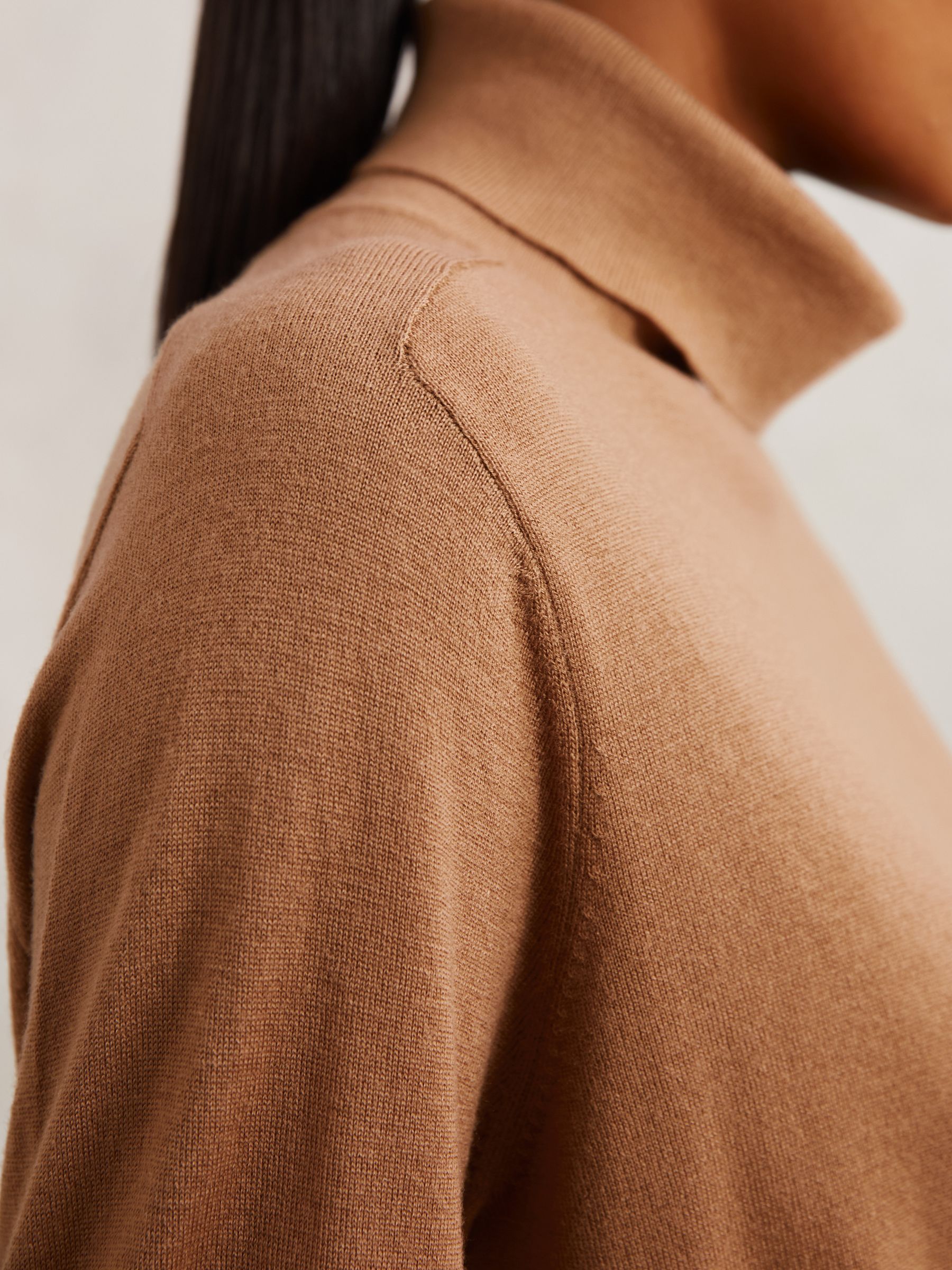 Wool Roll-Neck Jumper in Camel