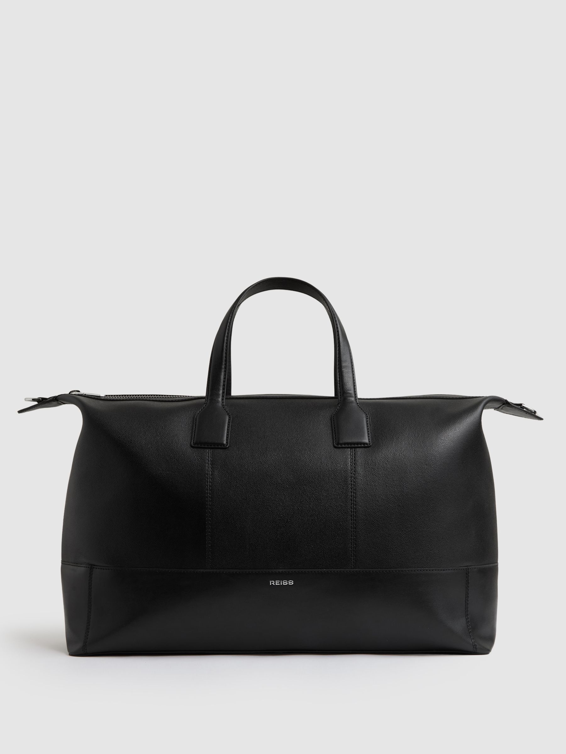 Micro-Grain Leather Holdall in Black