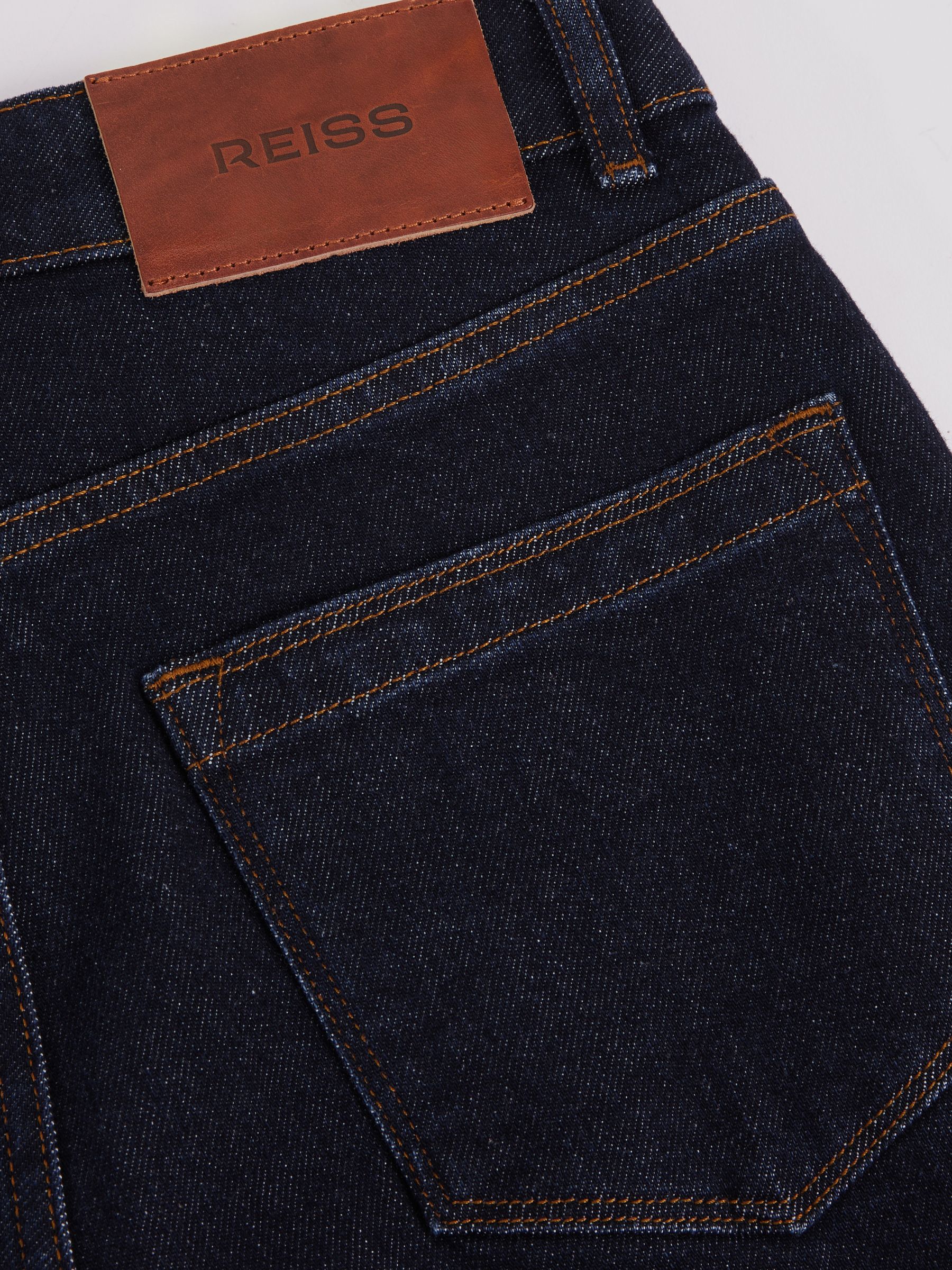 Mid-Rise Straight-Leg Jeans in Dark Blue